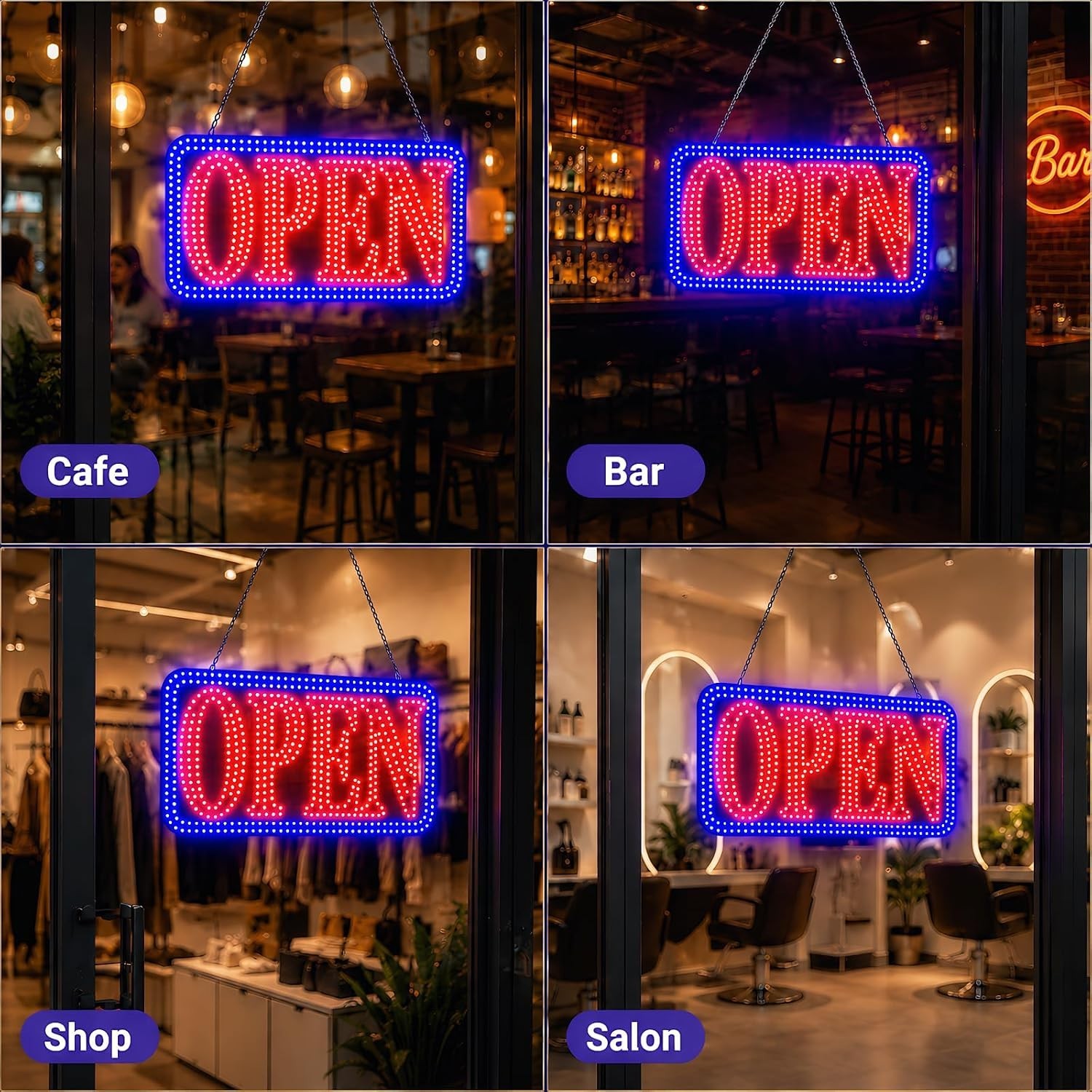 LED Open Signs for Business, High-Brightness Open Sign with Remote Control, 16.5