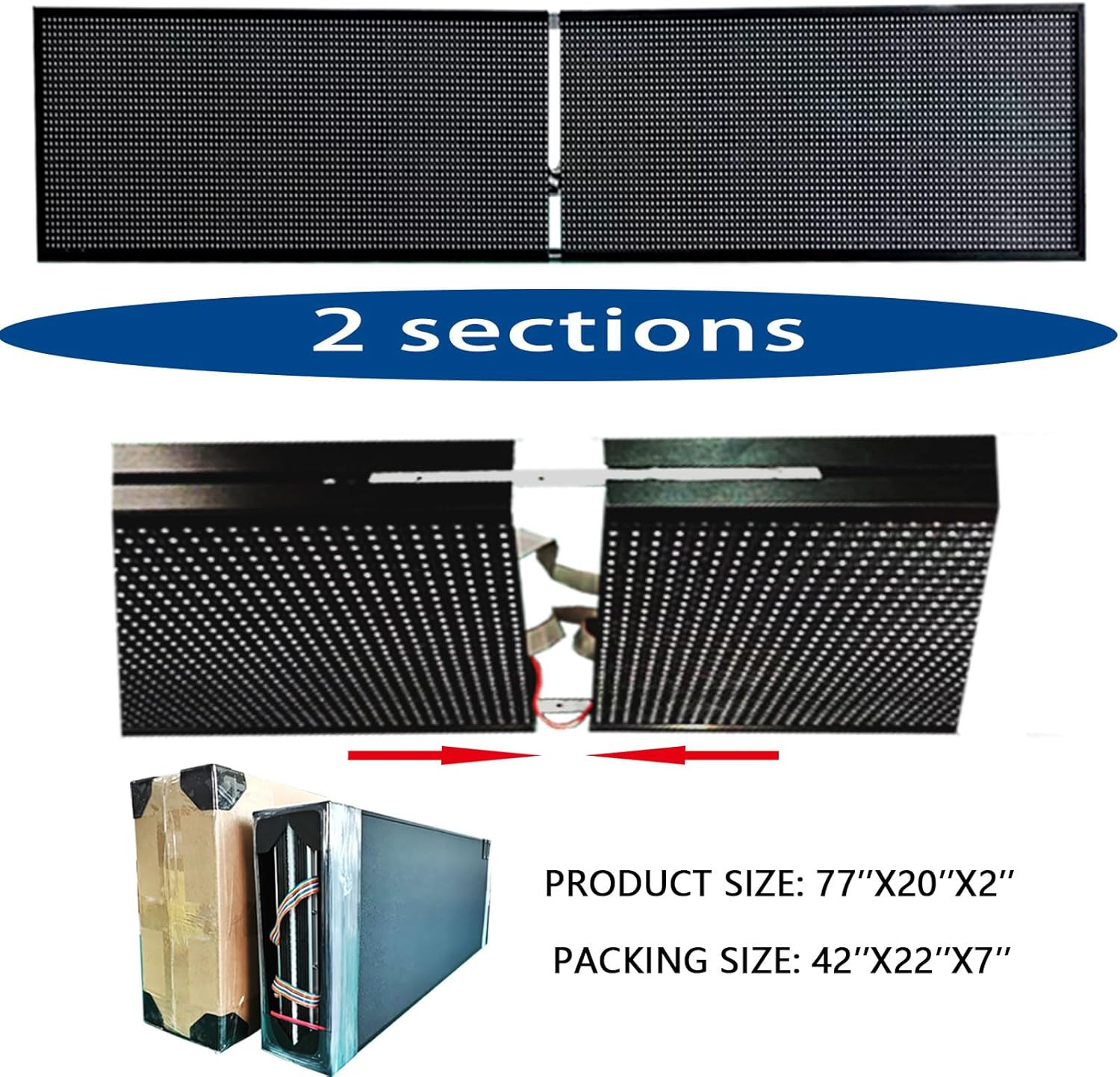 Programmable LED Scrolling Sign 77″x20″ Waterproof APP Control for Business