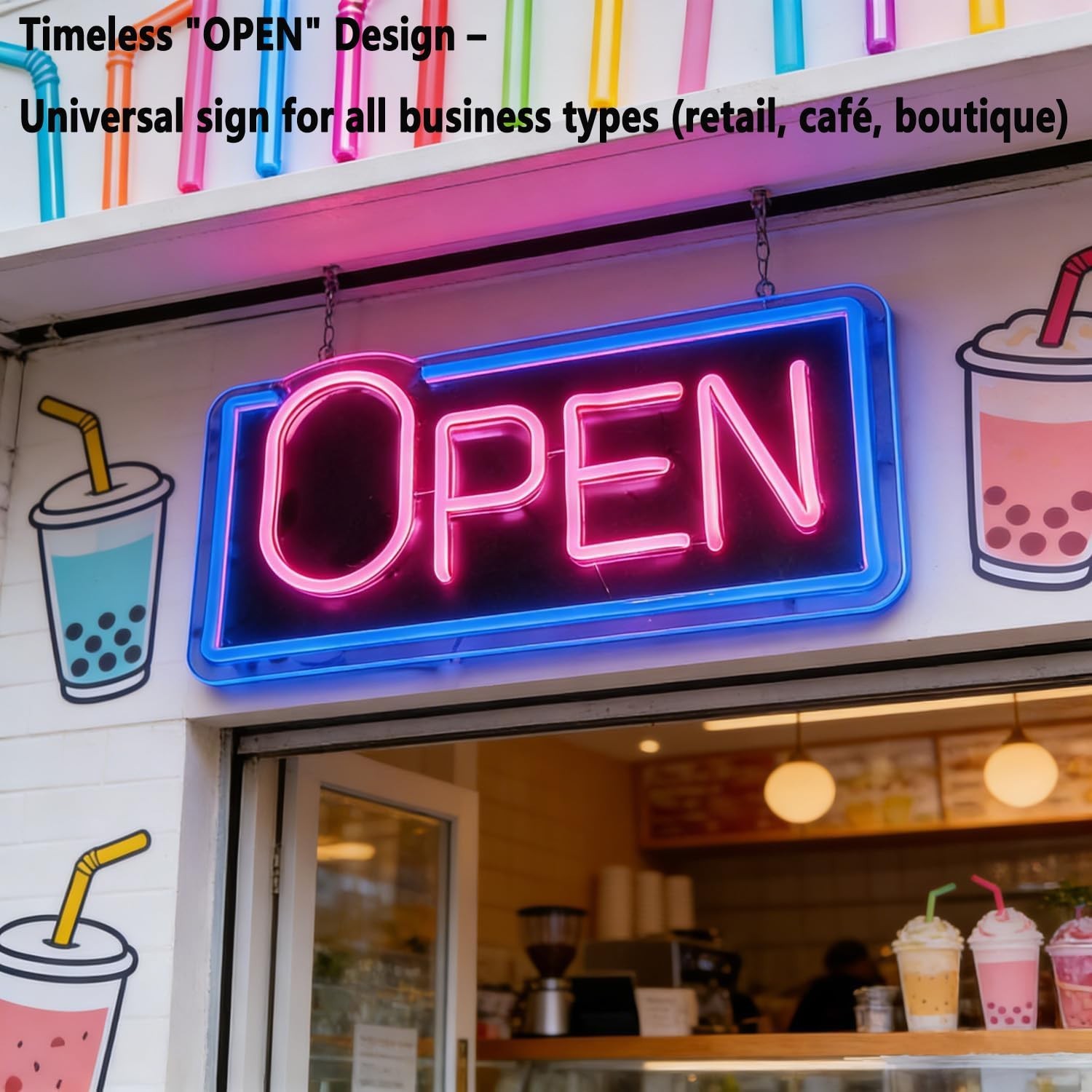 16″ X 8″Vibrant LED Neon Open Sign for Business – Ultra Bright with ON/OFF Sw…