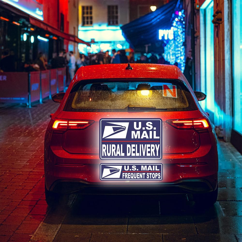 Car Magnets Postal,Heavy Duty U.S. Reflective Mail Delivery Driver Magnetic Sign