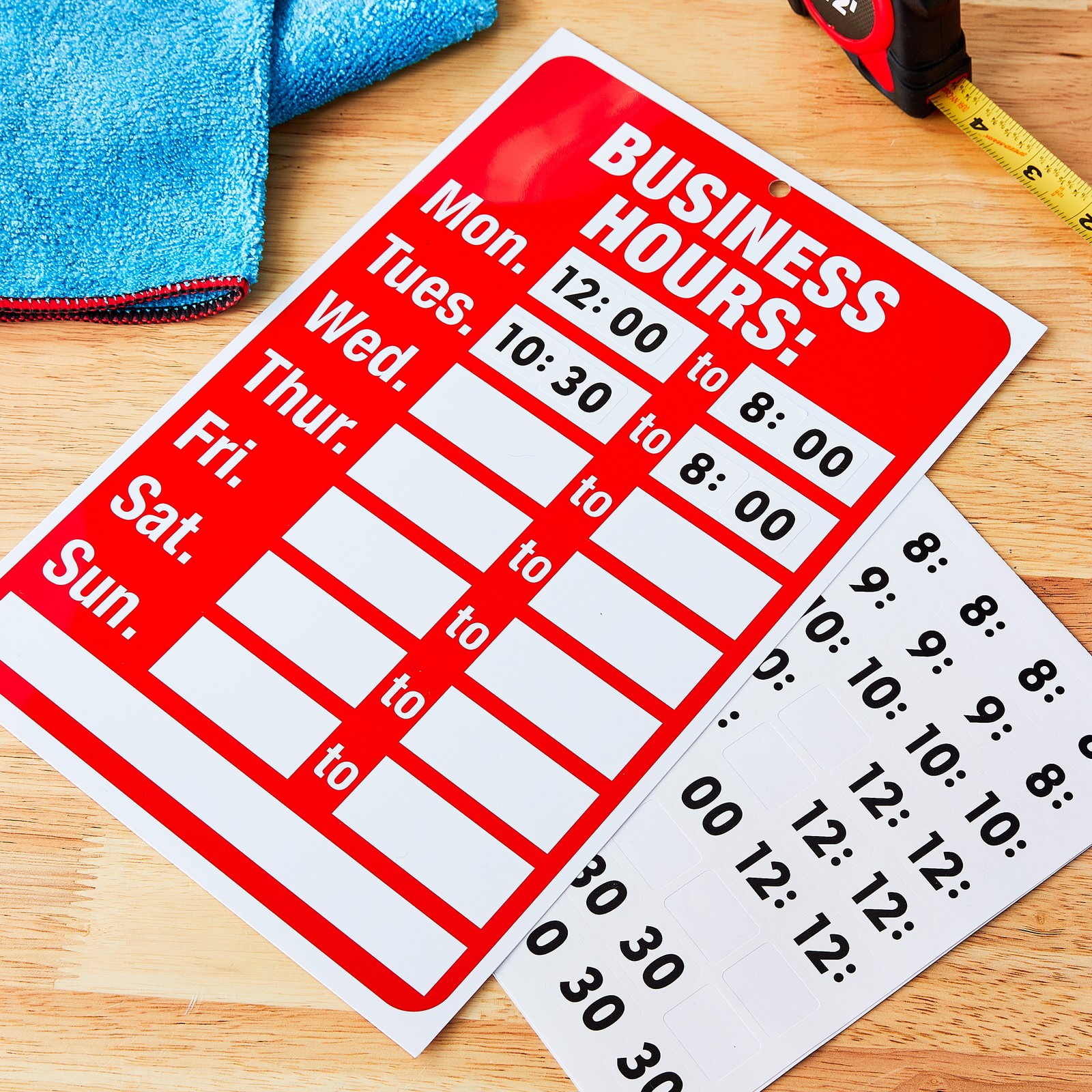 (2 pack) Pen+Gear Business Hours Sign, 8″x12″, Red/White