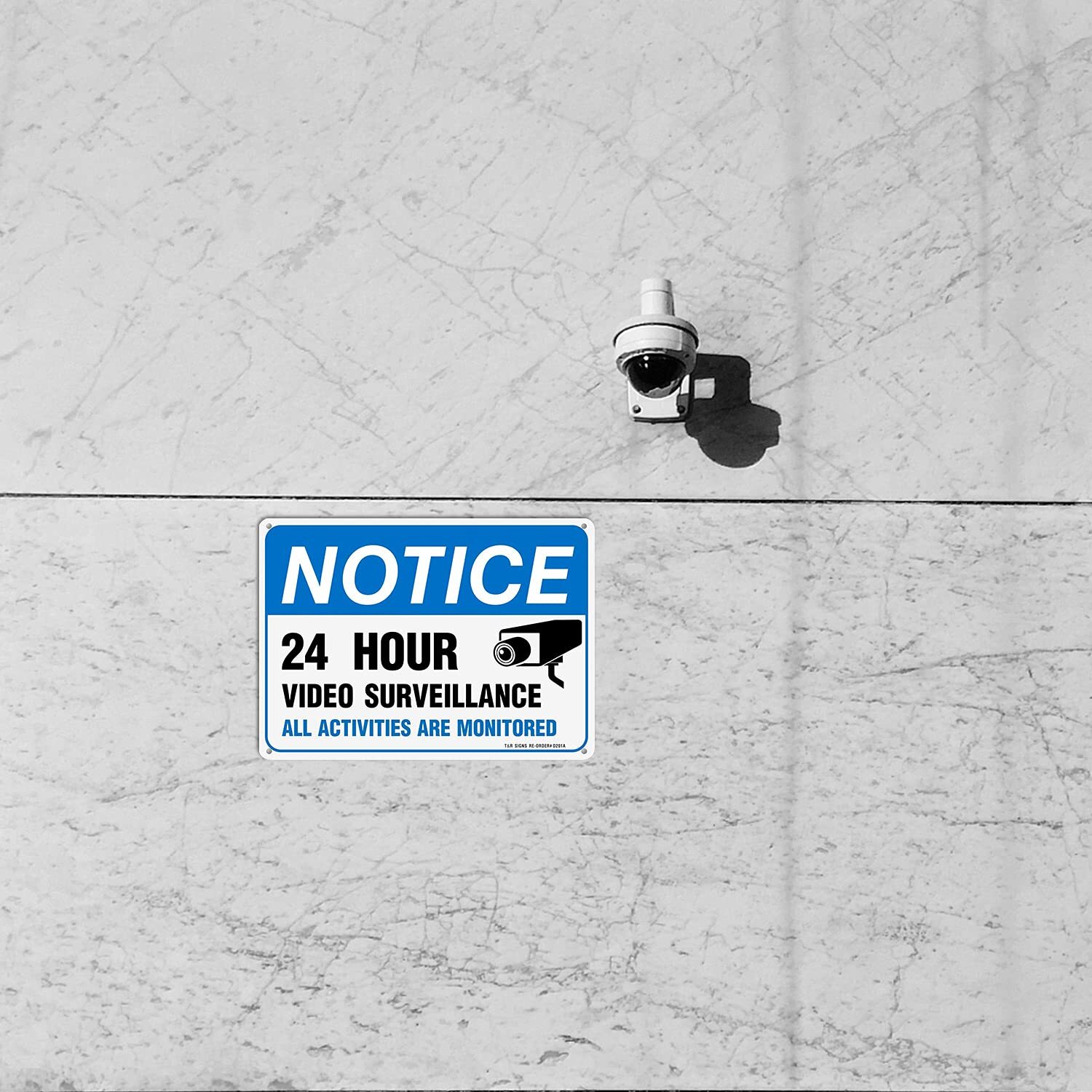 2 Pack Reflective Warning Sign 24 Hour Video Surveillance Sign
