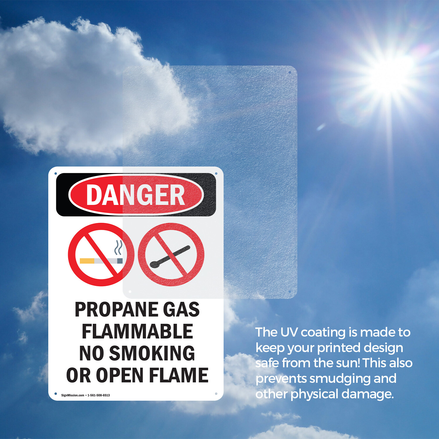 (2 Pack) Propane Gas Flammable OSHA Danger Sign Decal Metal Plastic