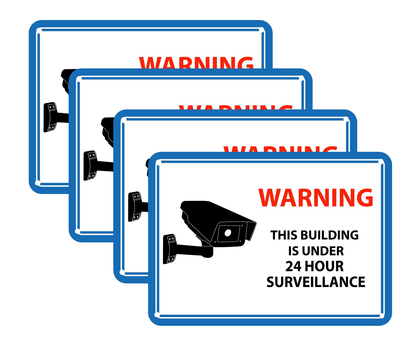 24 Hour Video Surveillance Sign, Security Camera Sign, Rectangular Aluminum W…