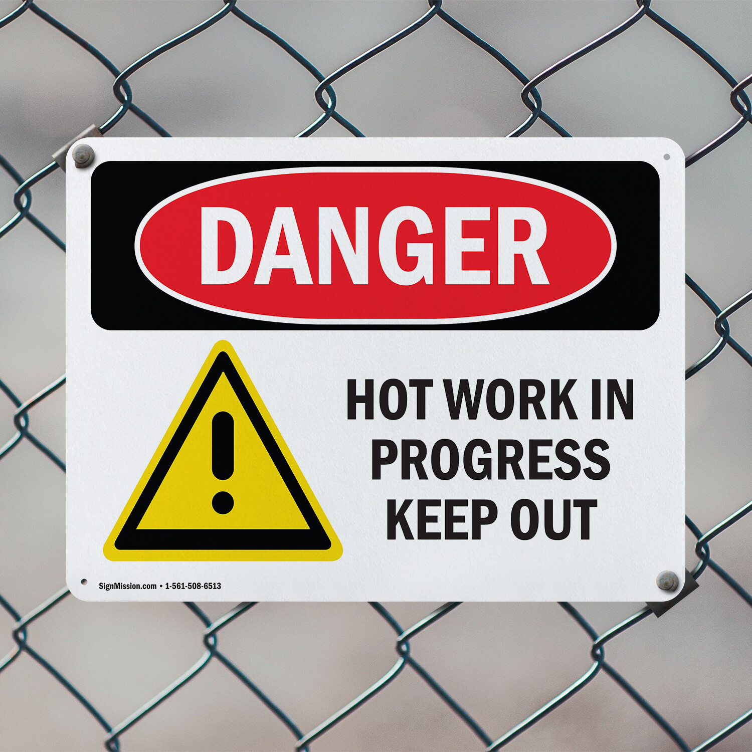 (2 Pack) Hot Work In Progress Keep Out OSHA Danger Sign Decal Metal Plastic