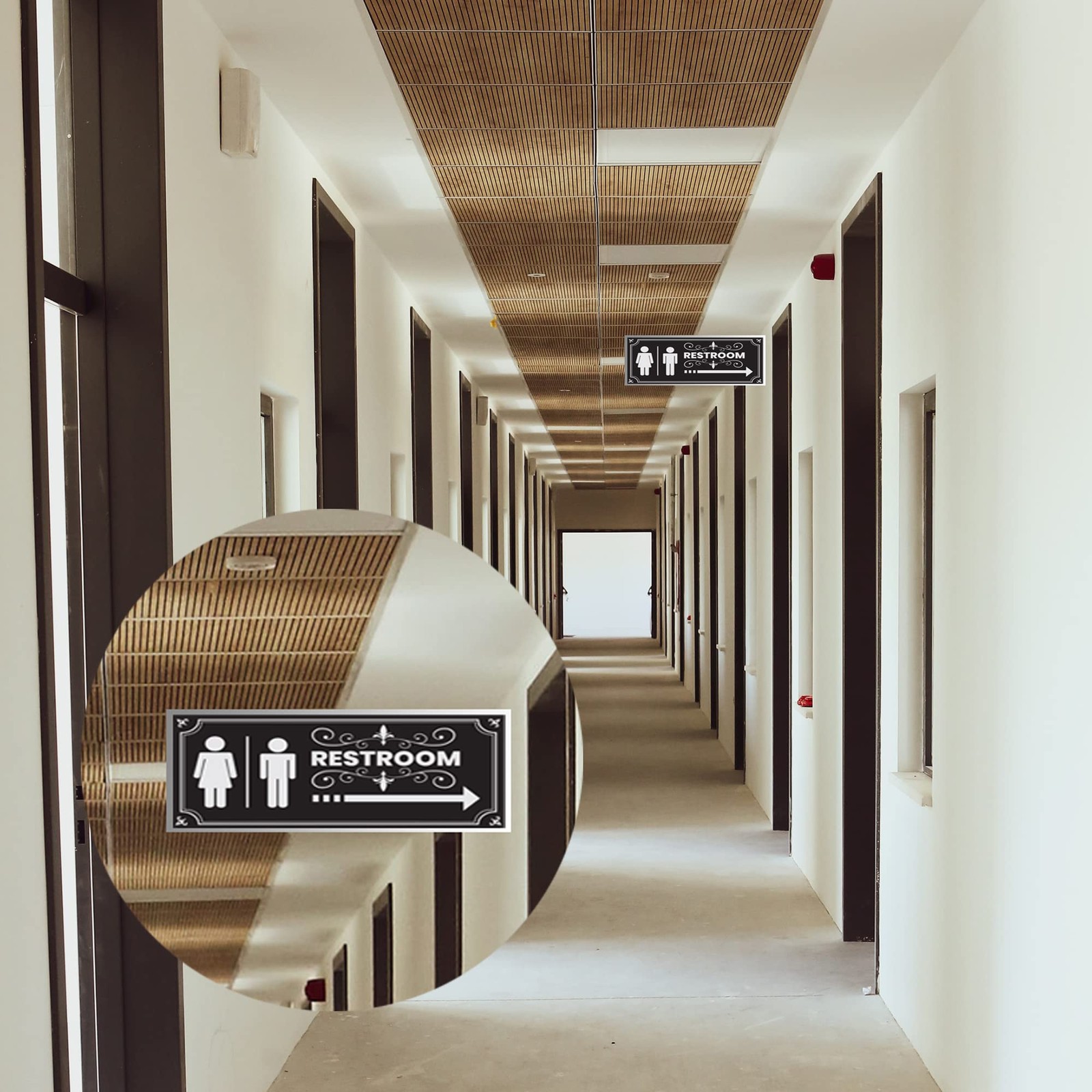 Double Sided Aluminum Metal Restroom Bathroom Signs 12×5.5 Inch 2 PCS