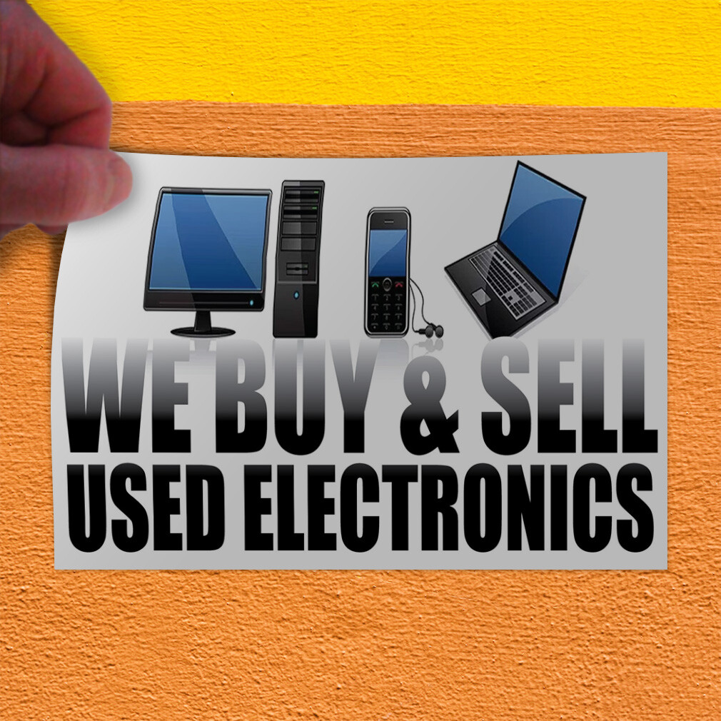 Decal Stickers We Buy & Sell Used Electronics Vinyl Store Sign Label Business