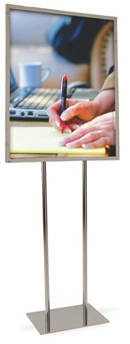 28″ x 22″ Twin Stem Bulletin Poster Sign Holder Floor Stand | CHROME