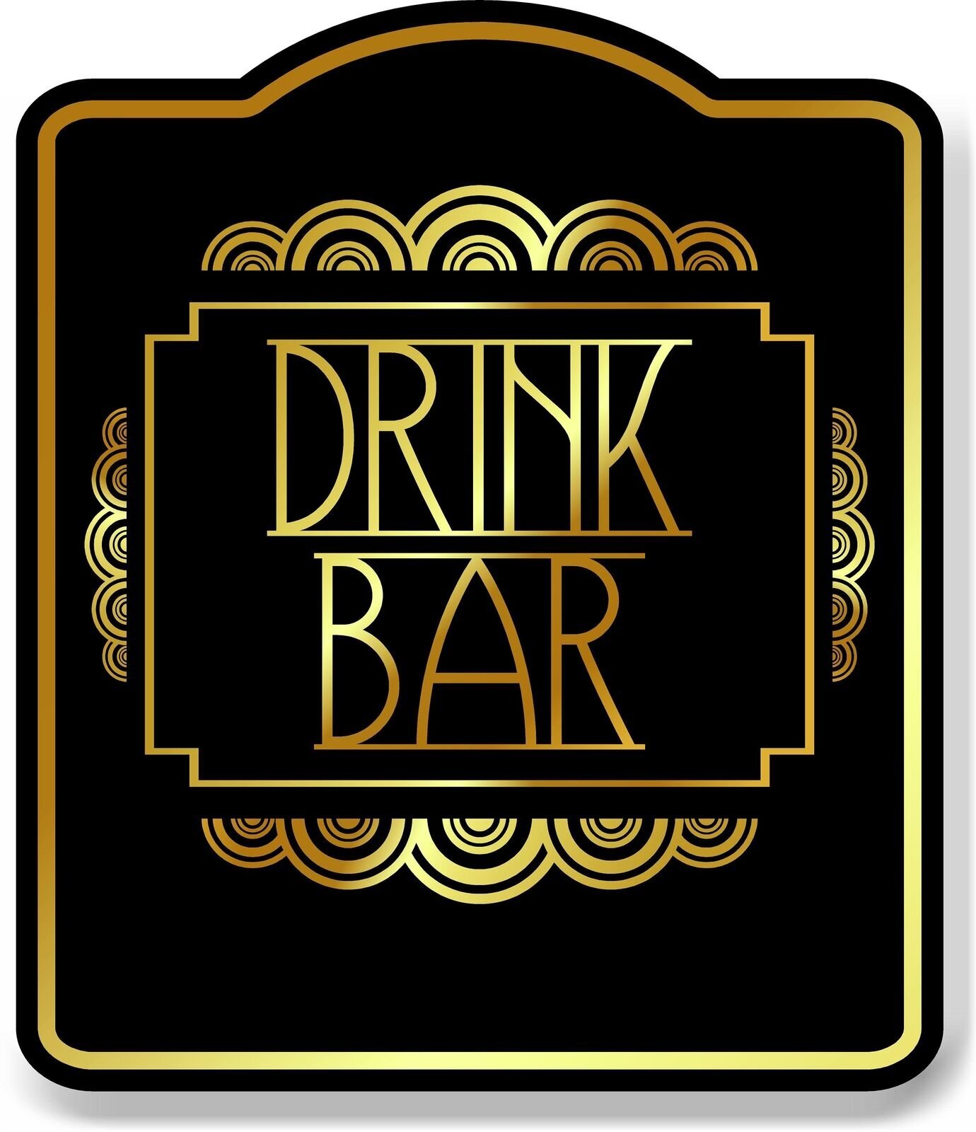 Drink Bar Retro Geometric Ornaments BLACK Aluminum Composite Sign