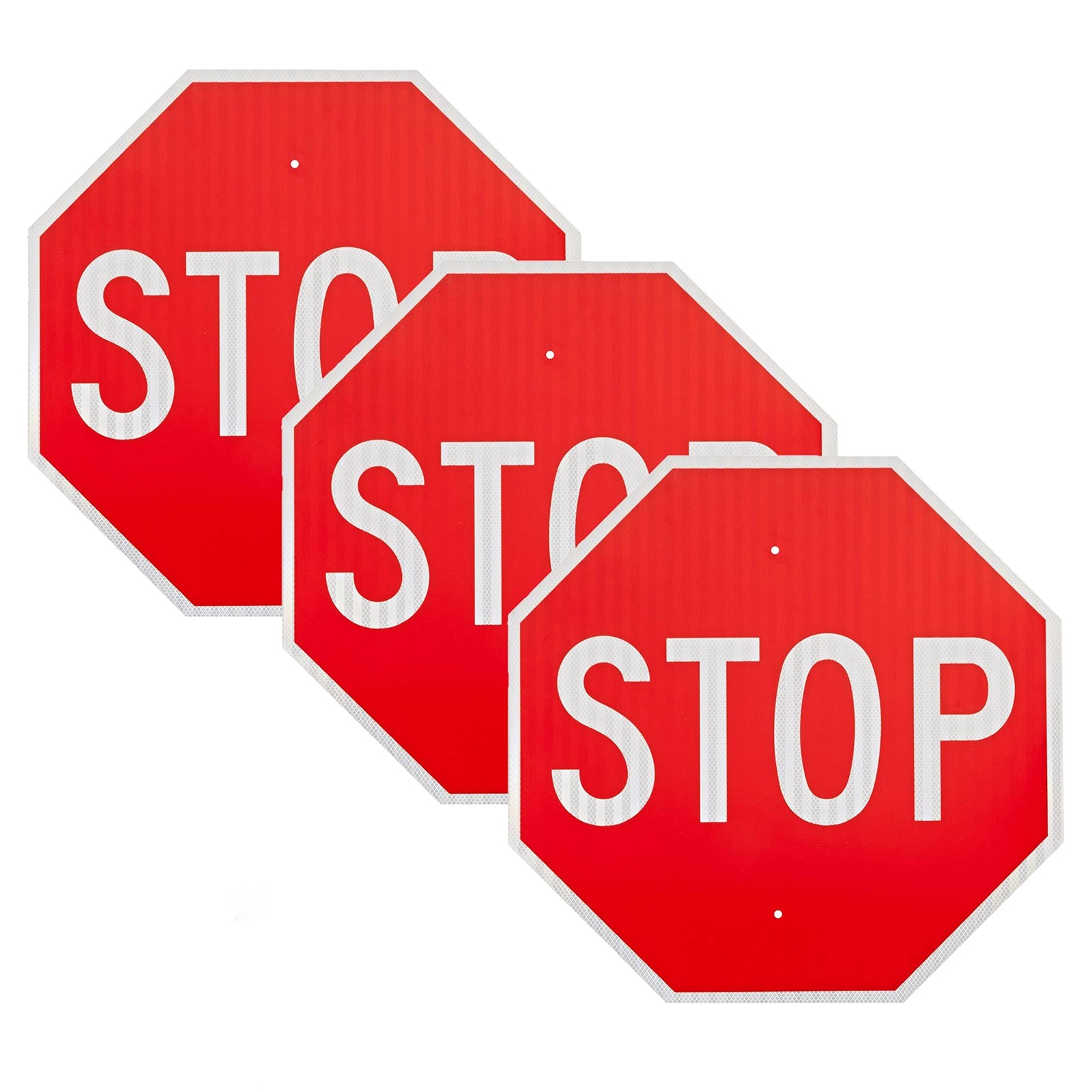 3 Pack Large Stop Sign 24 x 24 Inches – High Intensity Prismatic Aluminum – U…