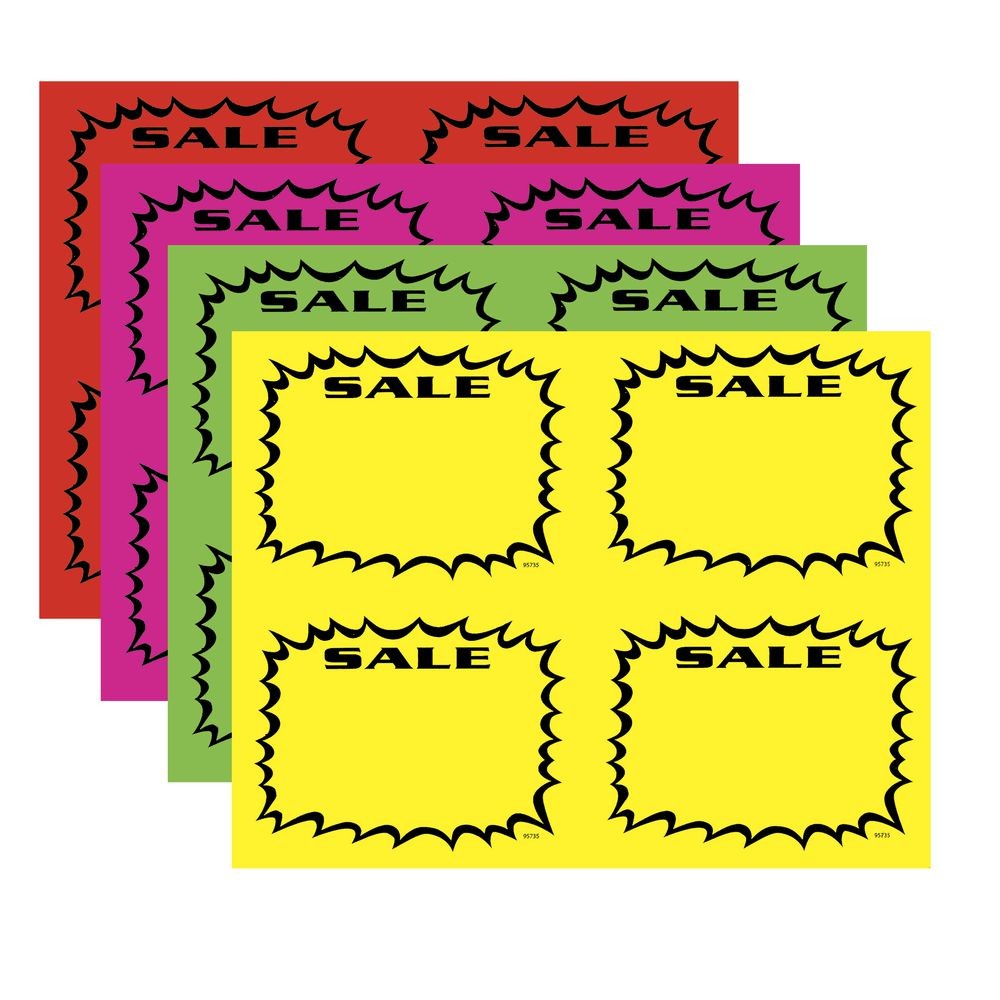 Sale Sign Card Hi-Impact Rectangular Fluorescent Laser Cards – 5 1/2″L x 4 1/4″H