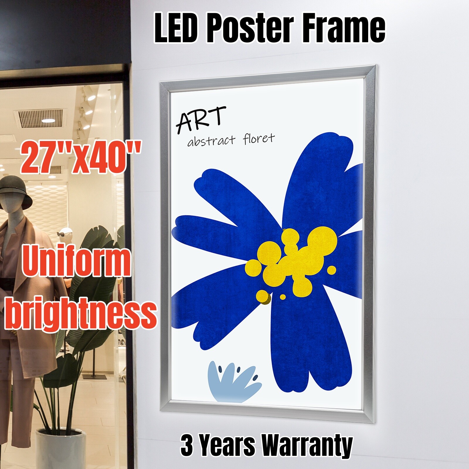 24″x33″/24″X36″, 27″ x 40″ LED Backlit Movie Poster Art Picture Frame Light Box