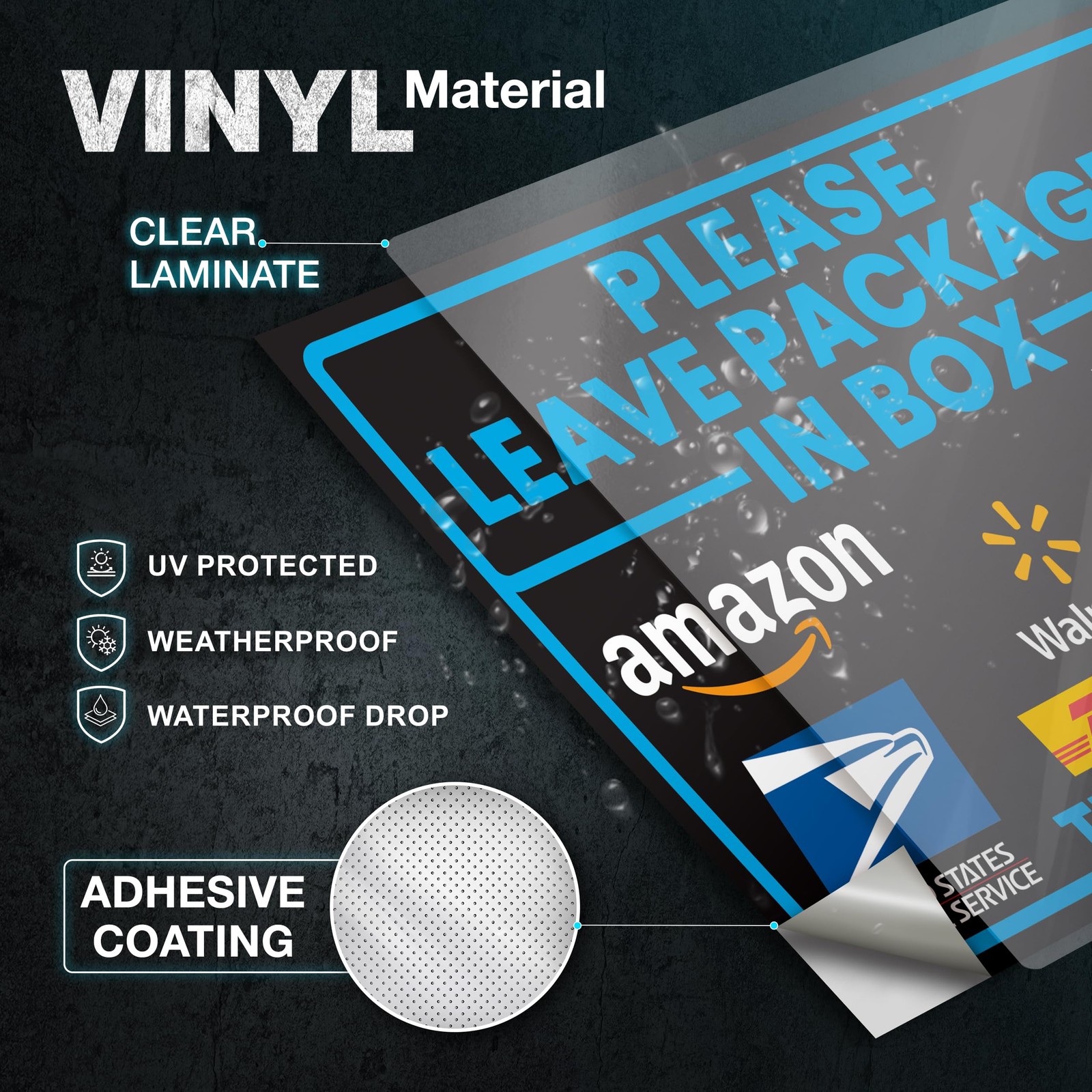 Leave Packages in Box Sticker, 10 X 7 Inch Reflective Package Delivery Sign with