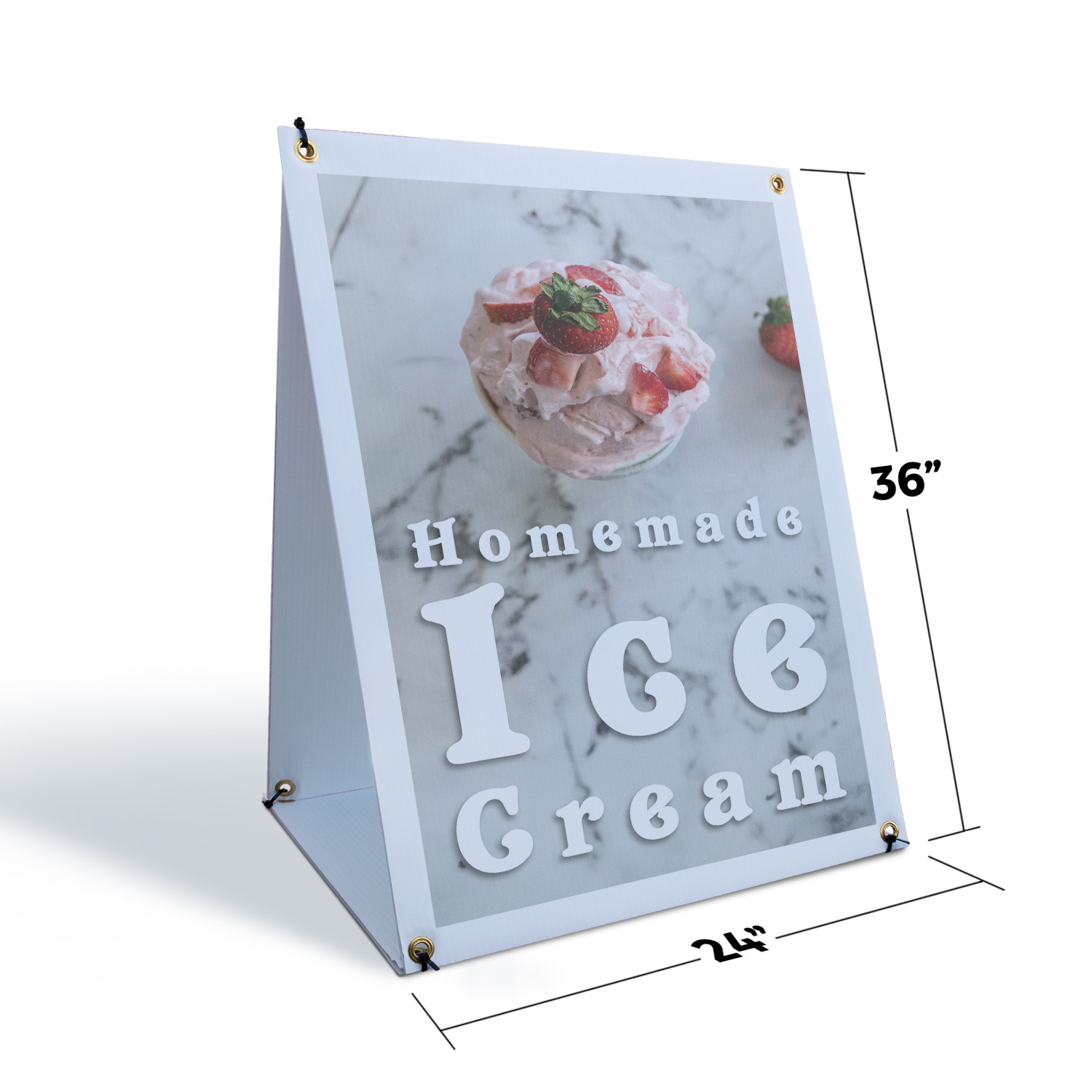 Homemade Ice Cream A-Frame Sidewalk Sign Freshly Made Local Delicious Treats