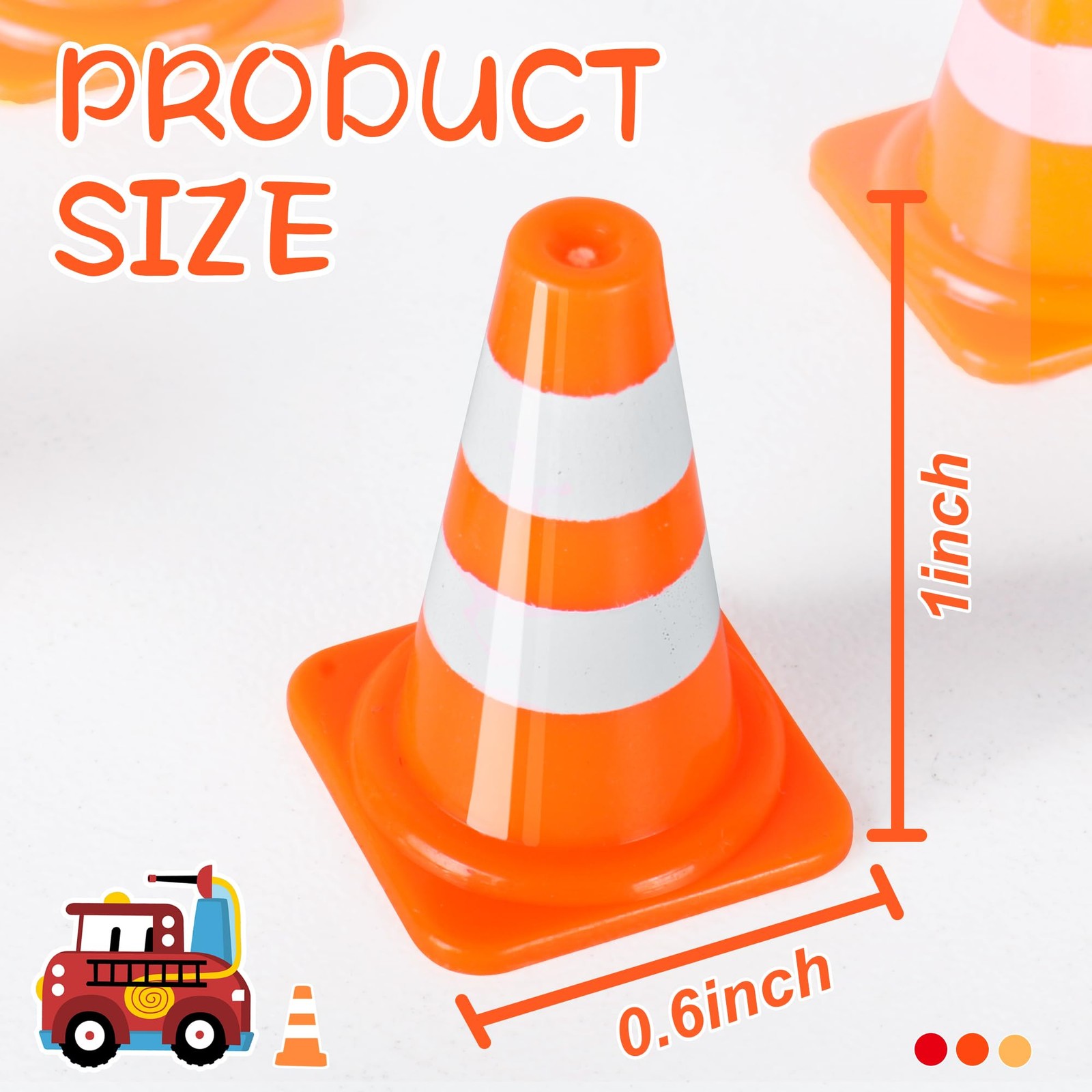 Alyoen 50Pcs 1″ Mini Traffic Cones Small Tiny Toy for Kids, Miniature Orange Tra