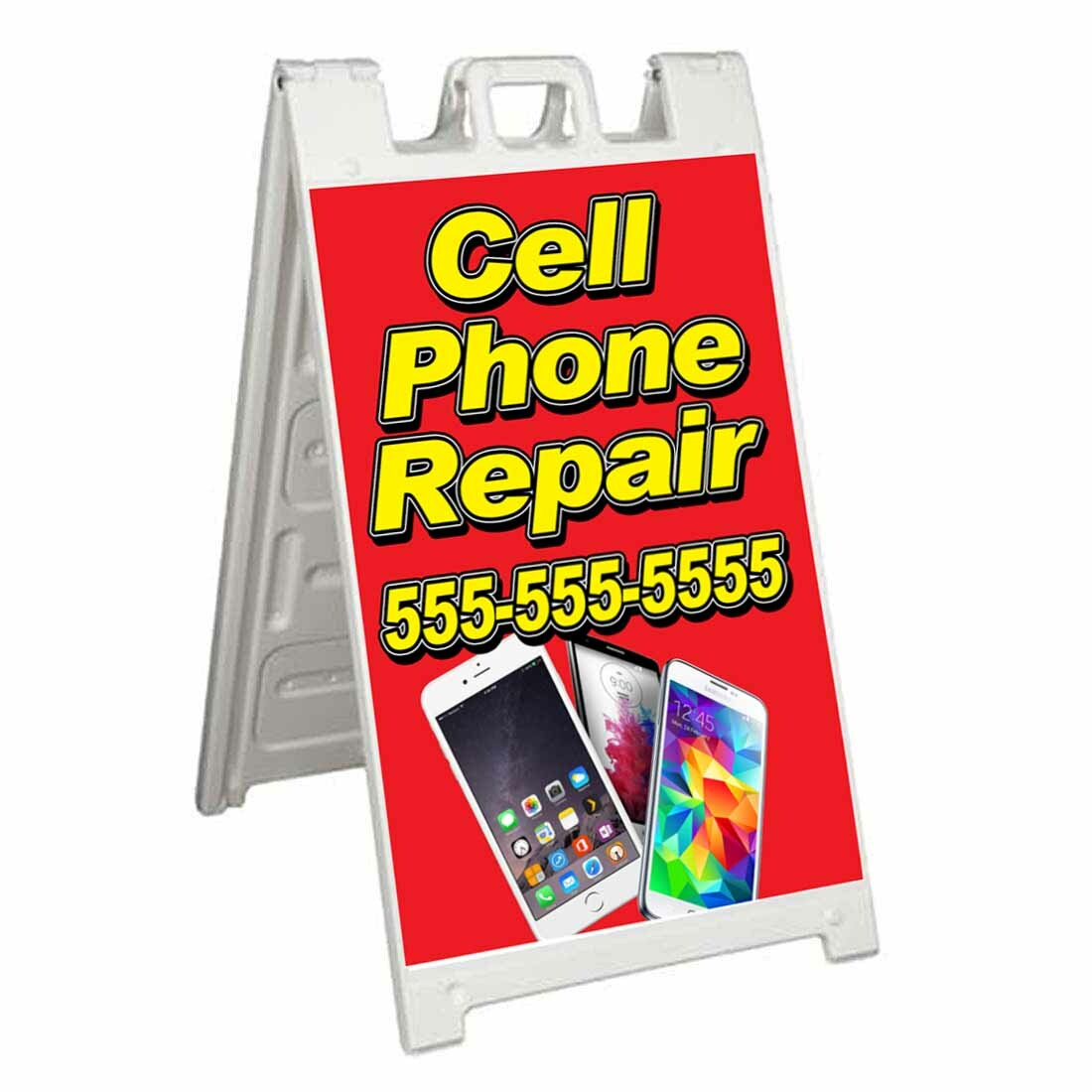 CUSTOMIZABLE CELL PHONE REPAIR Signicade 24×36 Aframe Sidewalk Sign Banner Decal