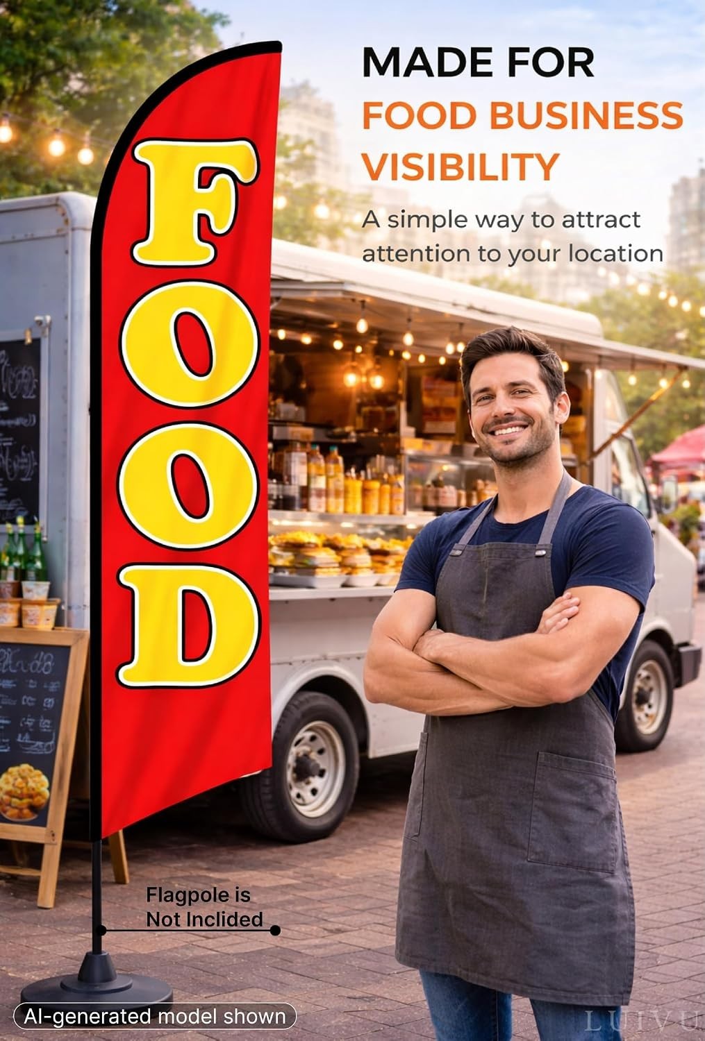 Celebrate with 12×2.5 ft Food Feather Flags – Ideal for Shops & Food Festivals