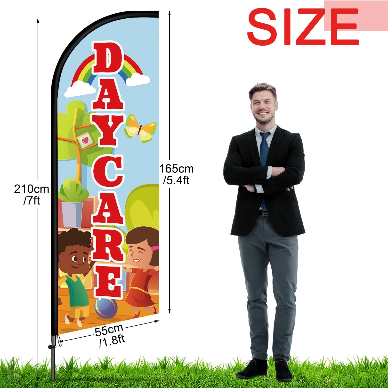 Fanfanwin 2 Set 7 Ft Now Enrolling Day Care Feather Flag Pole Kit And Ground