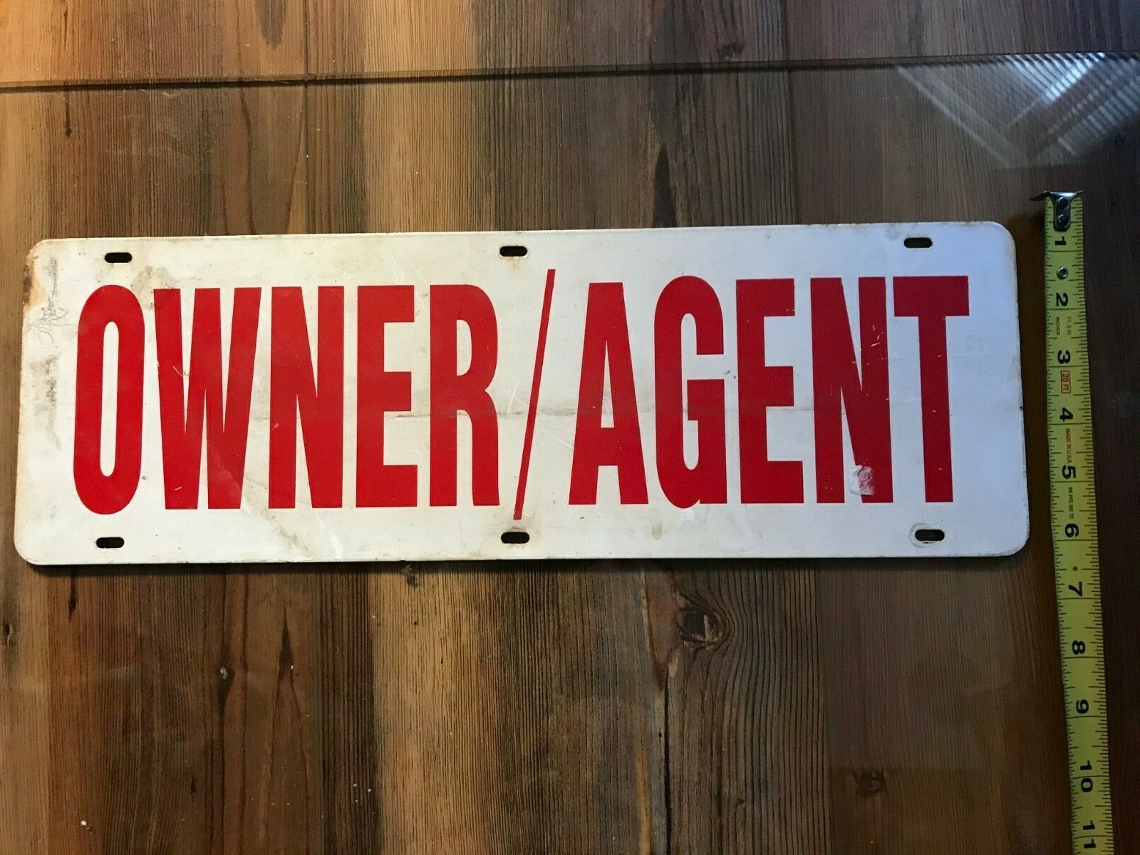 vintage OWNER / AGENT metal SIGN (18 inches long x 6 inches)