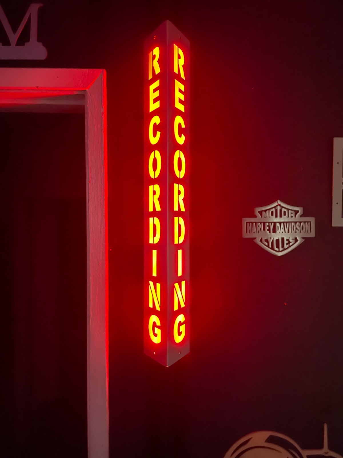 Lighted Sign “RECORDING” 24 inch Aluminum 120V. Remote & Bluetooth