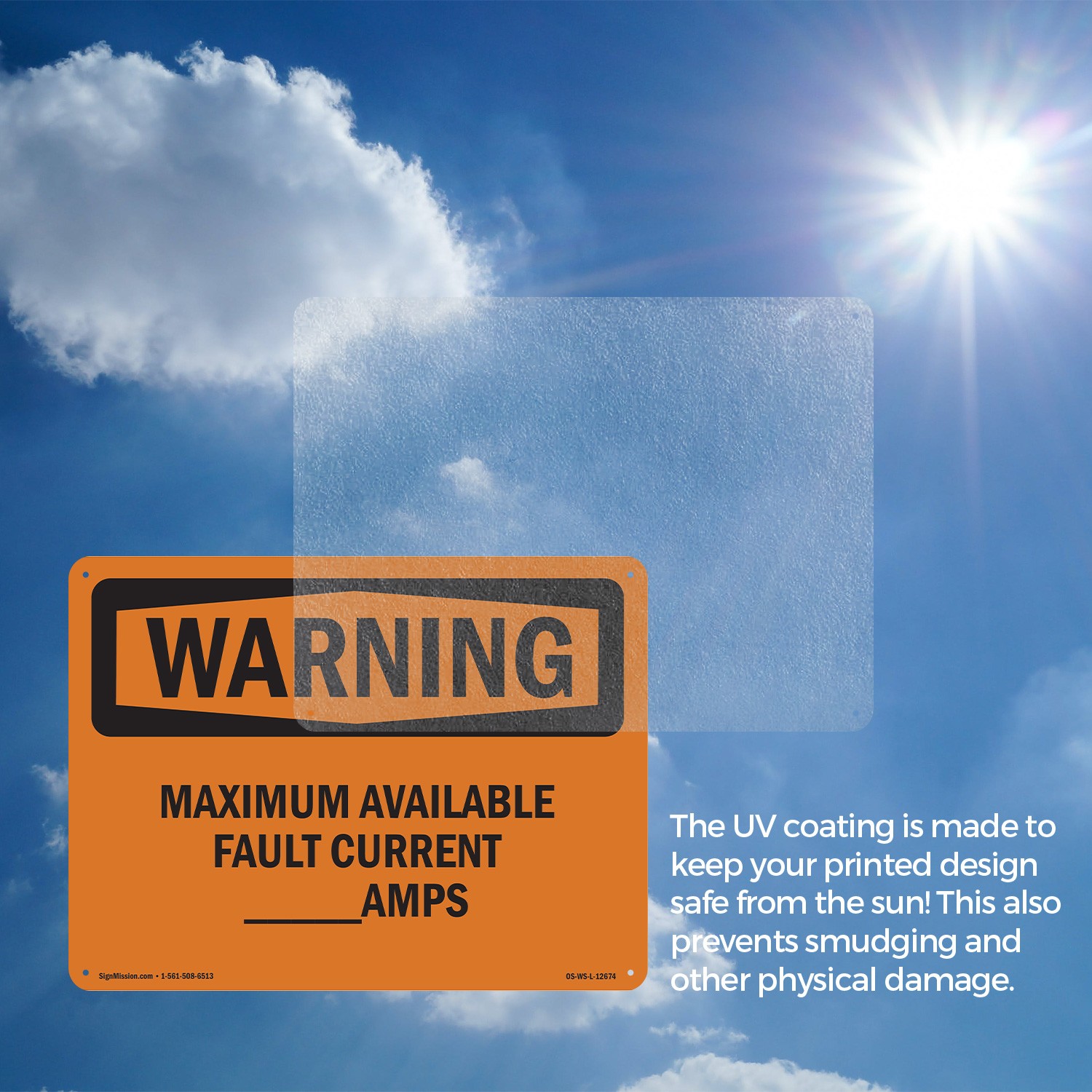 Maximum Available Fault Current____Amps OSHA WARNING Sign, Decal 5 or 10 Pack