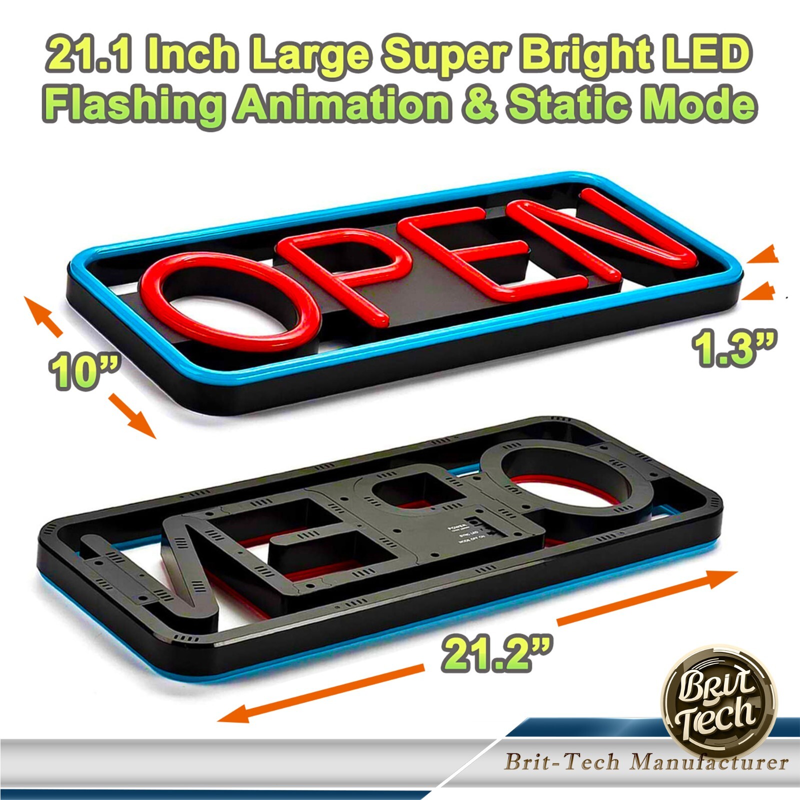 Large LED Open Sign 21″ Neon Light Bright for Restaurant Bar Store Shop Business