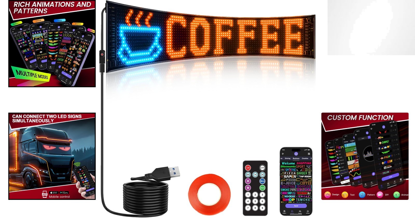 Easy Install 23”x5” LED Sign with Customizable App Control for Maximum Impact