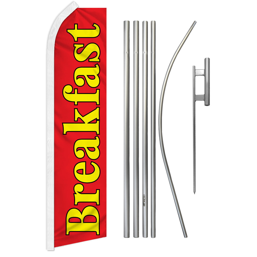 Breakfast Advertising Swooper Feather Flutter Flag & Pole Kit Restaurant Food