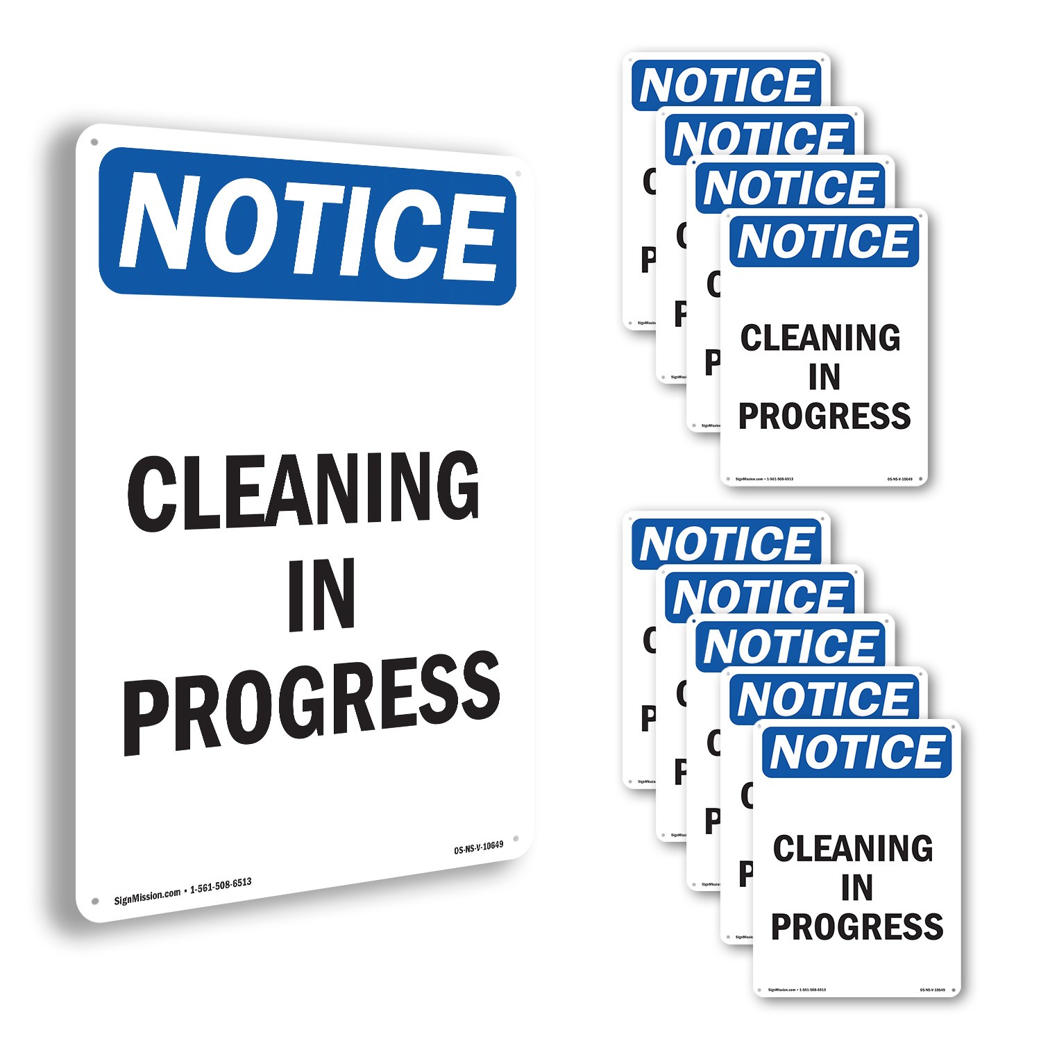 Cleaning In Progress OSHA Notice Sign Metal, Plastic, Or Decal – 5 or 10 Pack