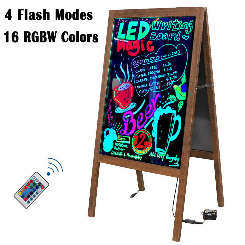 Heavy Rustic Large Wood A-Frame Magnetic LED Chalkboard Blackboard Wedding Cafe