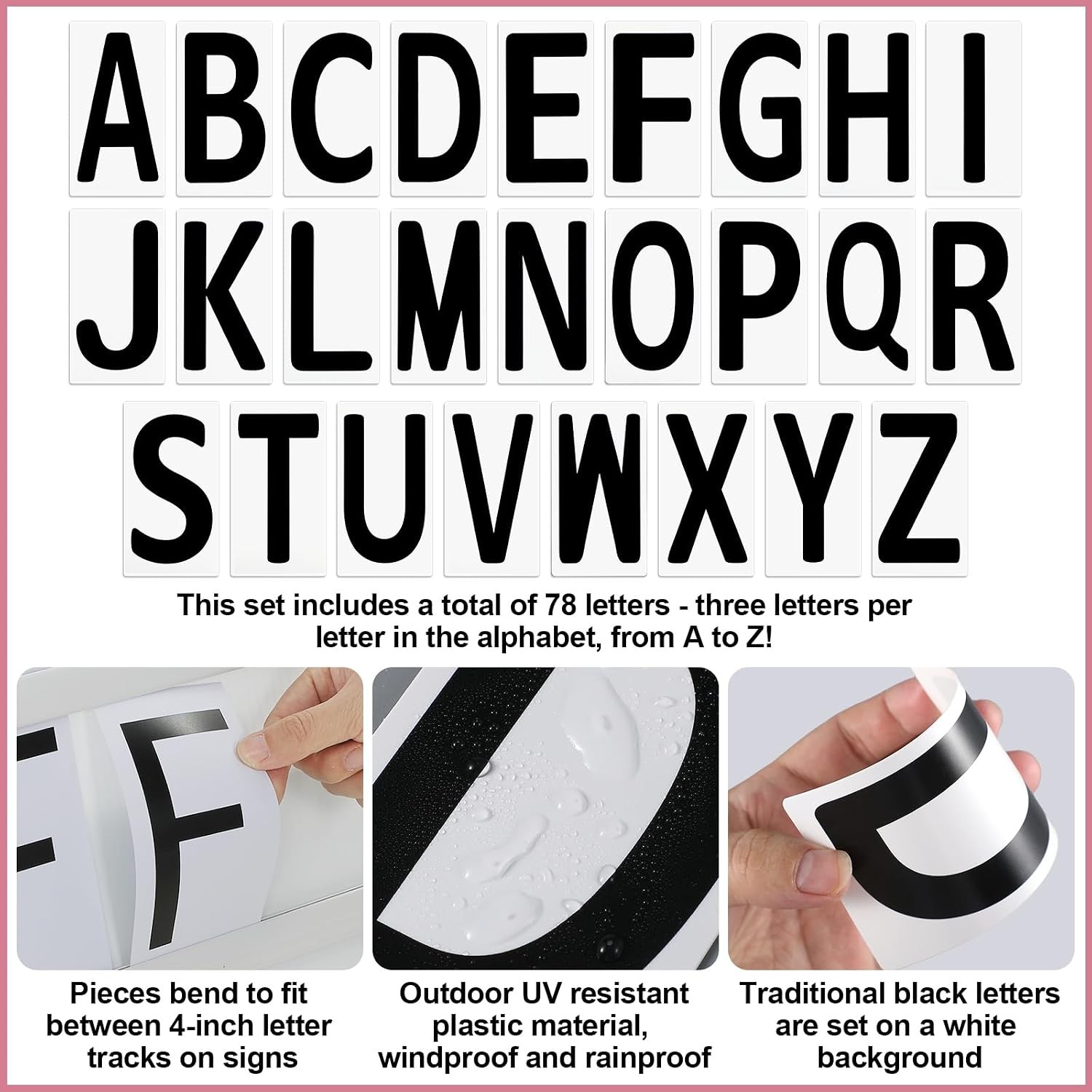 78 Pcs Replacement Letters for White Message Board Sidewalk Signs Outdoor