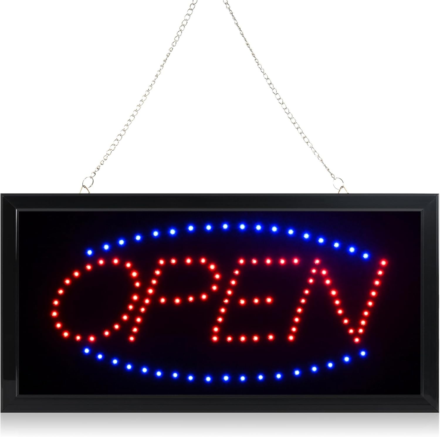 Animated LED Open Sign 19x10in, Metal, Indoor Wall Decor, Bright