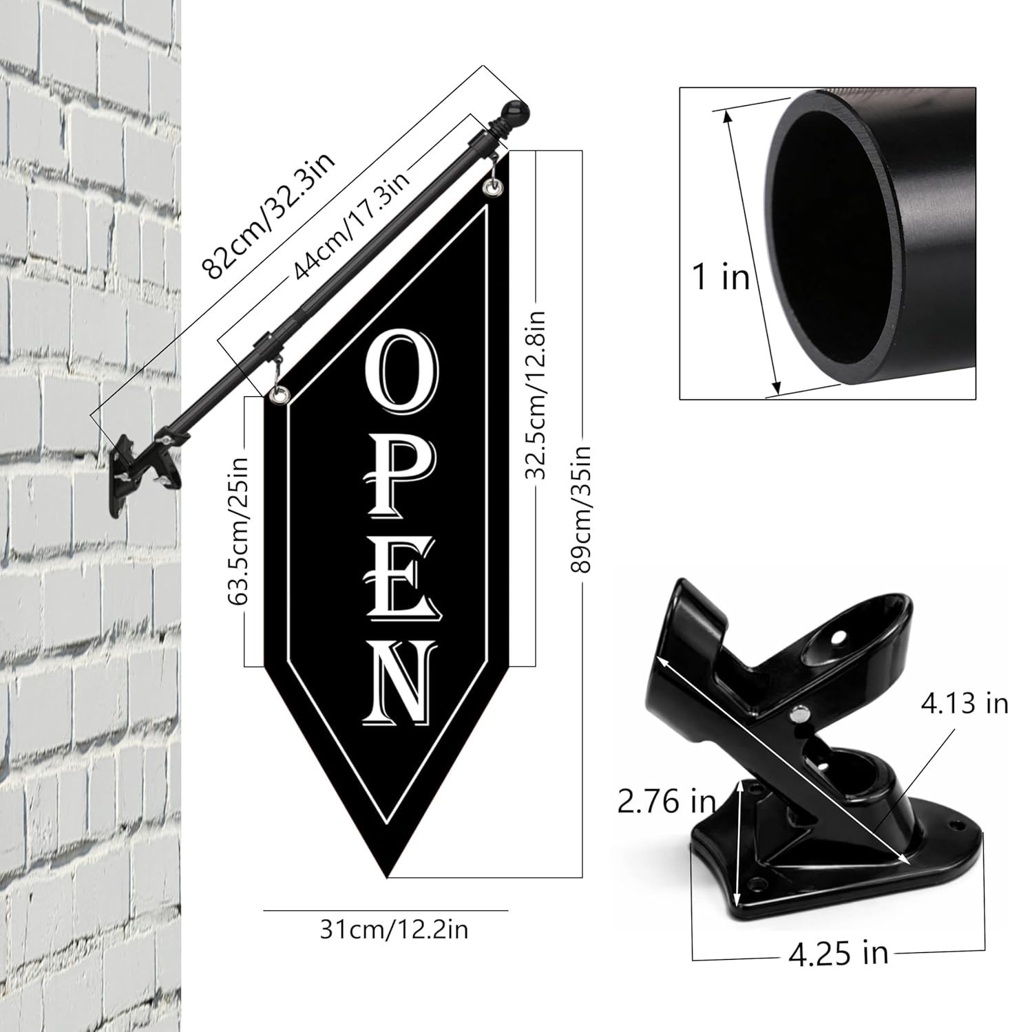 OPEN Flag with Pole Kit, DoubleSided Heavy Duty Hanging Banner Sign with Meta…
