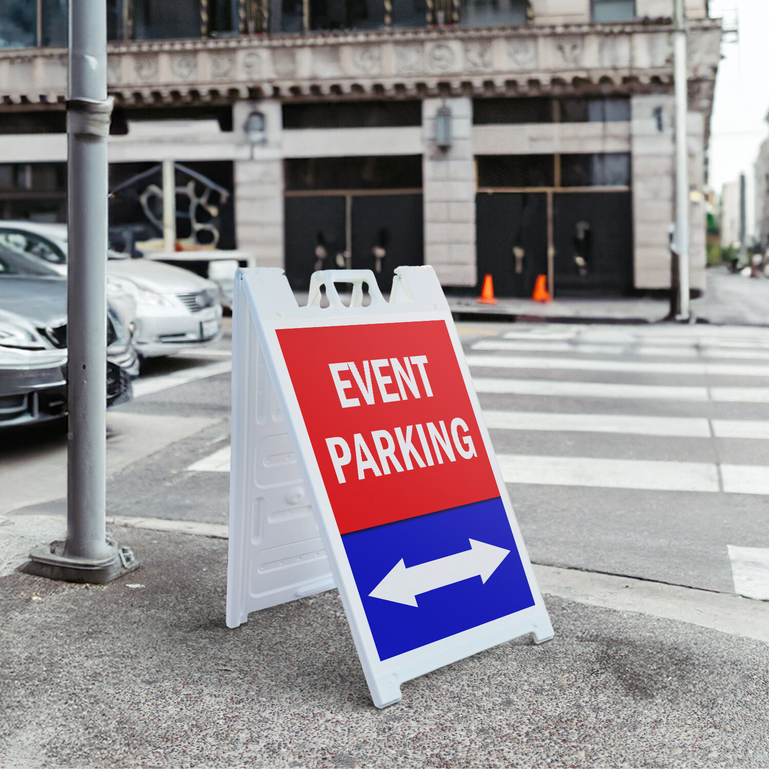 A-frame Sidewalk Event Parking With Double Arrow 24″ x 36″ Double Sided A-Frame