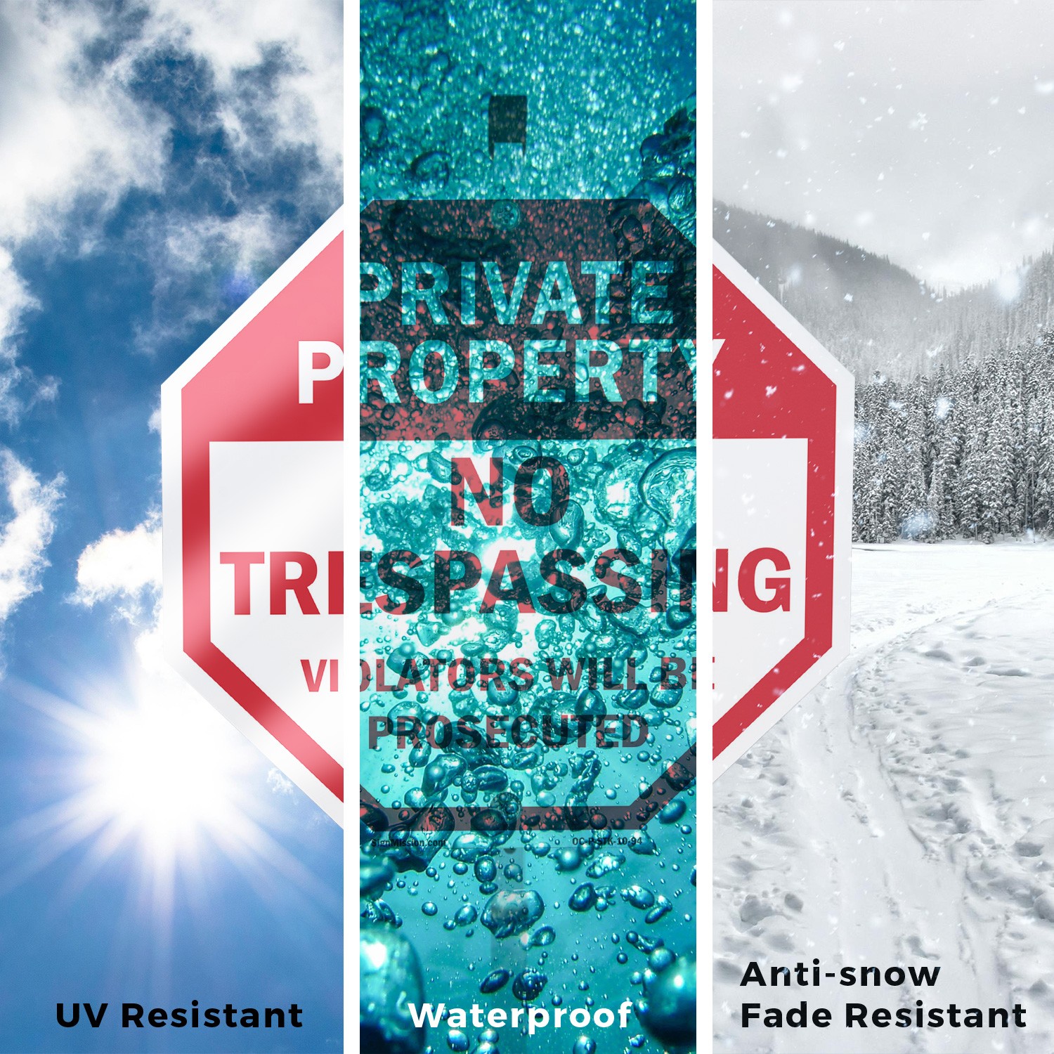 Private Property No Trespassing V Octagon Sign With Stake Weather Resistant