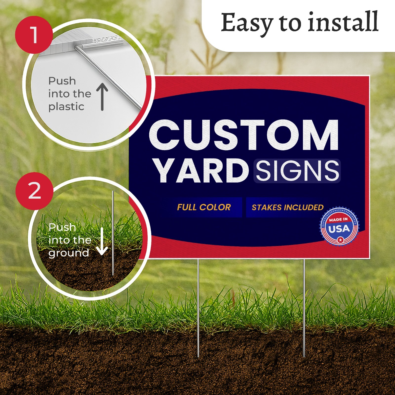 Custom Yard Signs with Metal Stakes – UV Printed Waterproof 4mm Corrugated