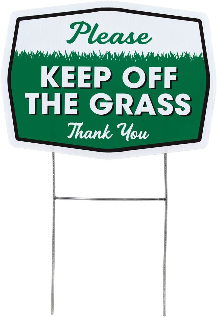 Double Sided Please Keep Off Grass Yard Sign with Stake(1pk, 2pk, 3pk, 4pk, 6pk)