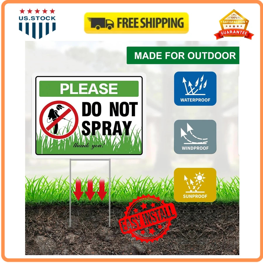 Do Not Spray Yard Sign 2 Pack 12×9 Corrugated Plastic with Metal Stakes