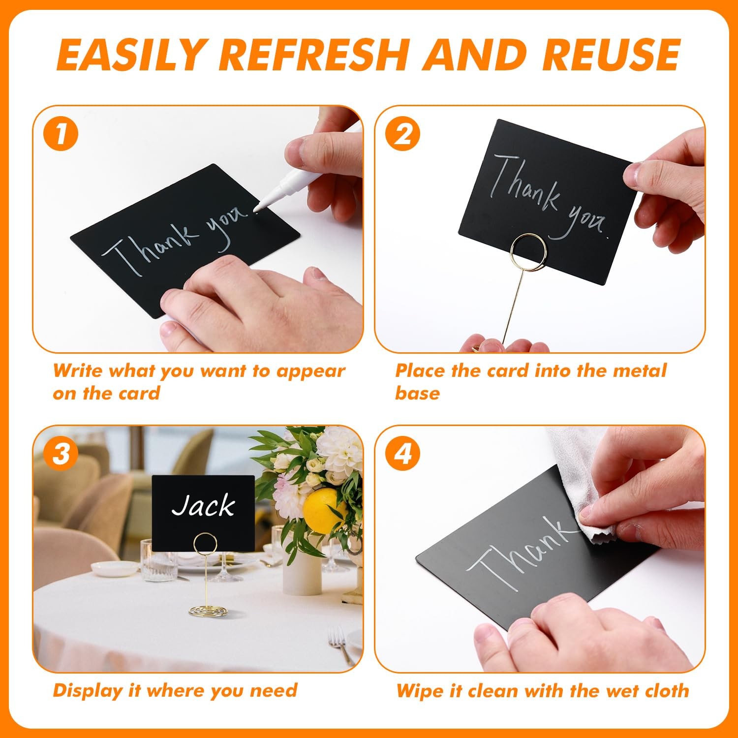 24 Packs Mini Chalkboard Signs with Table Number Holders, 4×3 Inch Small Chal…