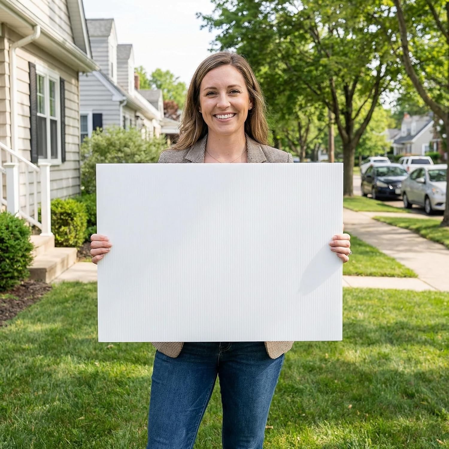 White Corrugated Signs with Stakes, 10 Pcs