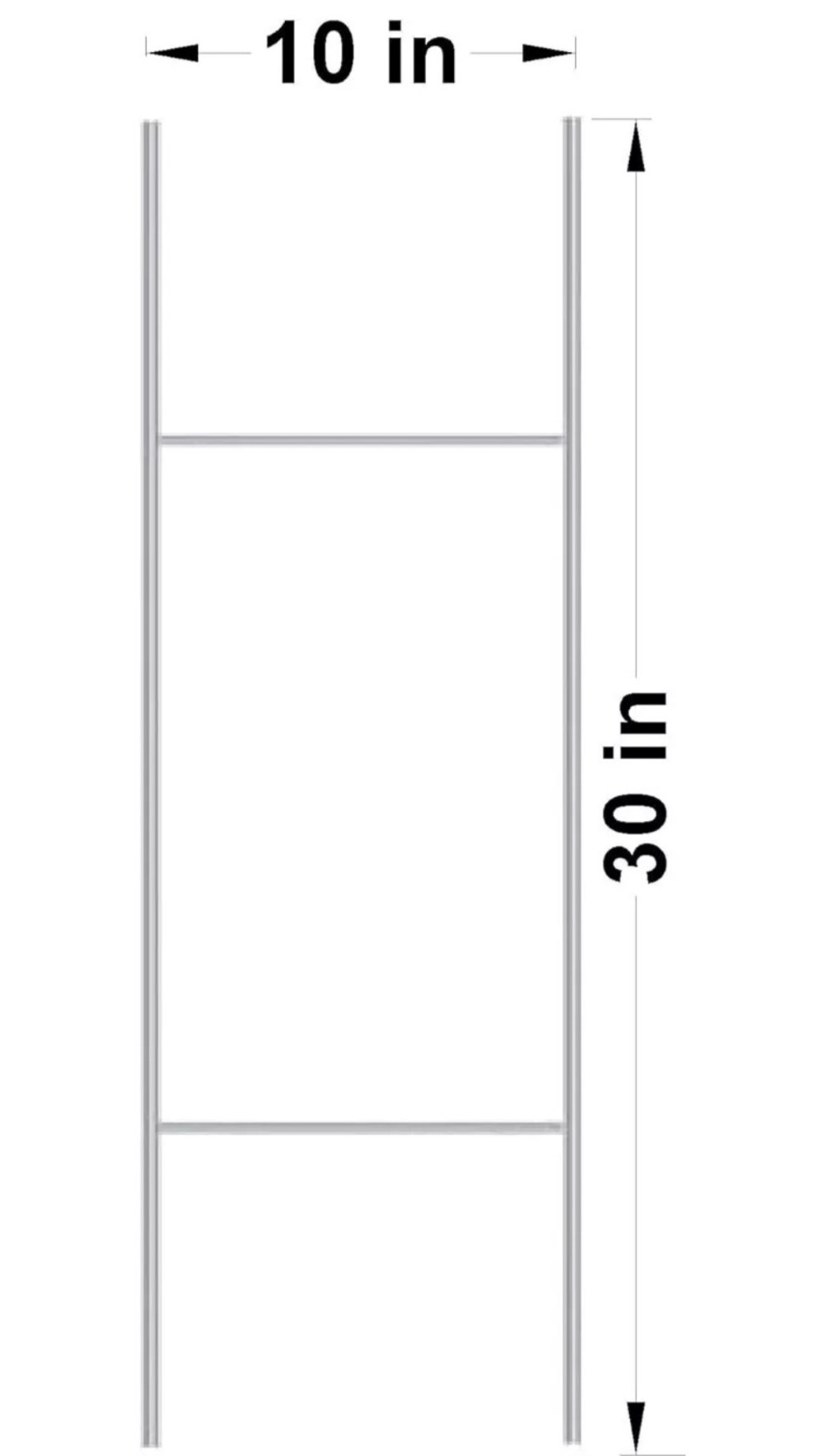 10 Sturdy Metal H Frame Wire Step Stakes for Yard Signs(10 x 30 in)(Stakes Only)