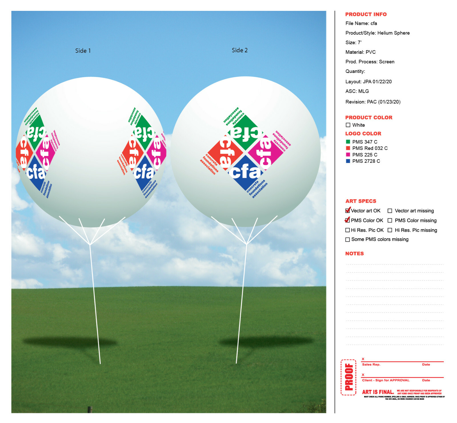 7 Foot Vinyl Helium Advertising Inflatable with Digital Multi Color Logo