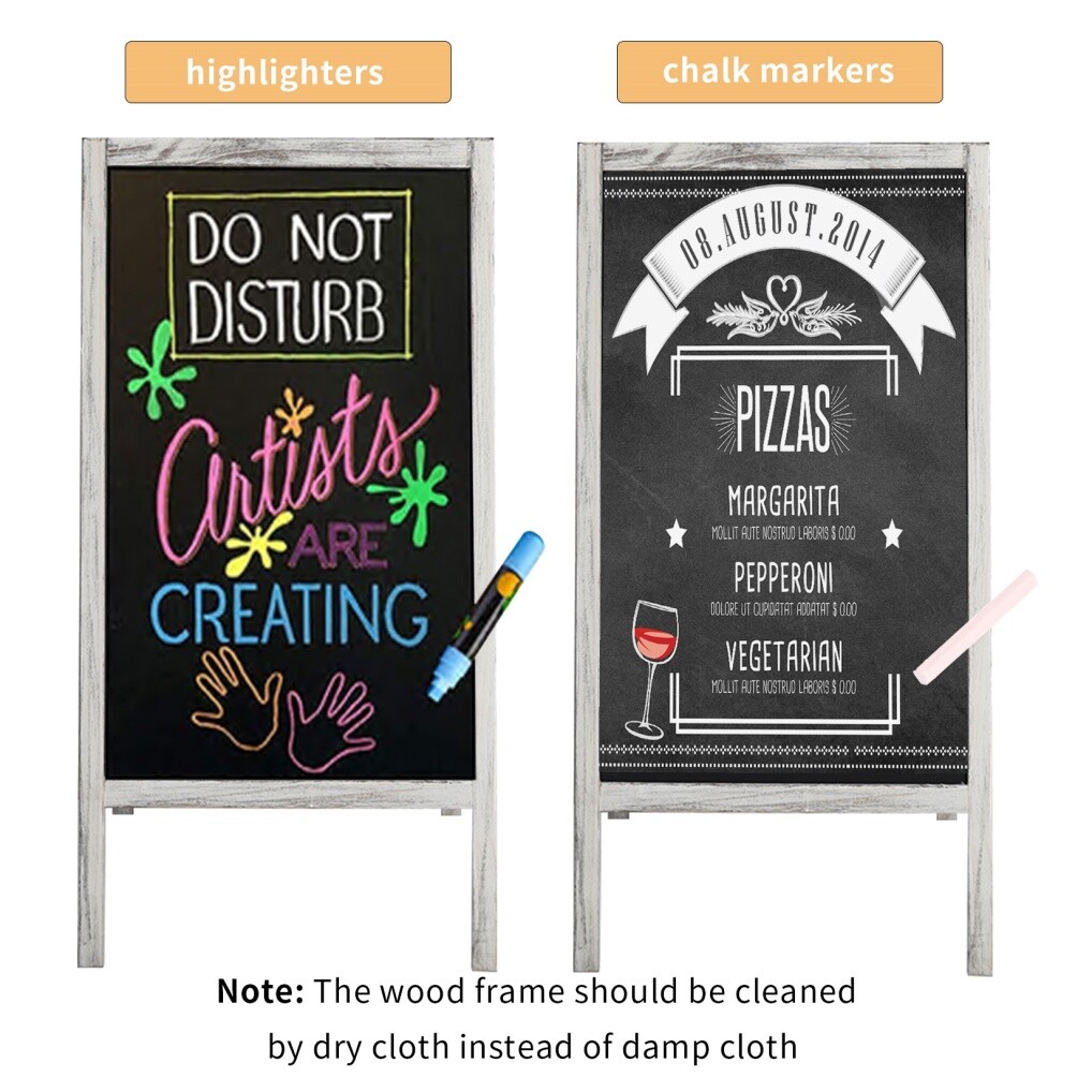 Large Wooden A-Frame Chalkboard Menu Sign Black Board Sidewalk Wedding Signage