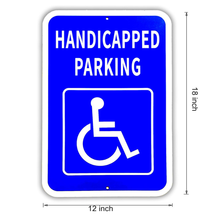 Handicap Parking Sign, Handicap Signs for Parking, Large 12 x 18 Inches .040 Alu