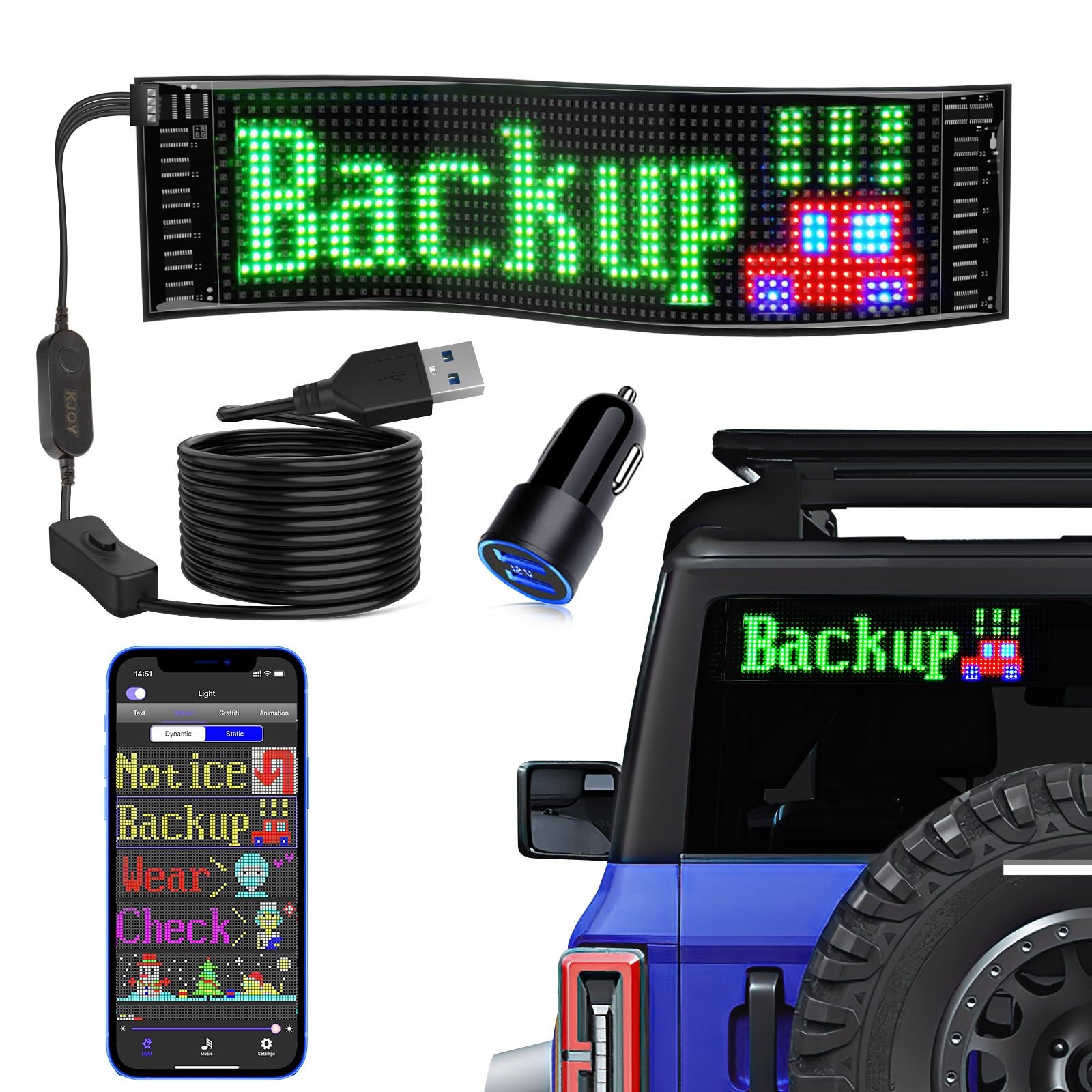 USB 5V LED Sign, Bluetooth, App Control, Flexible, Programmable Custom Text P…