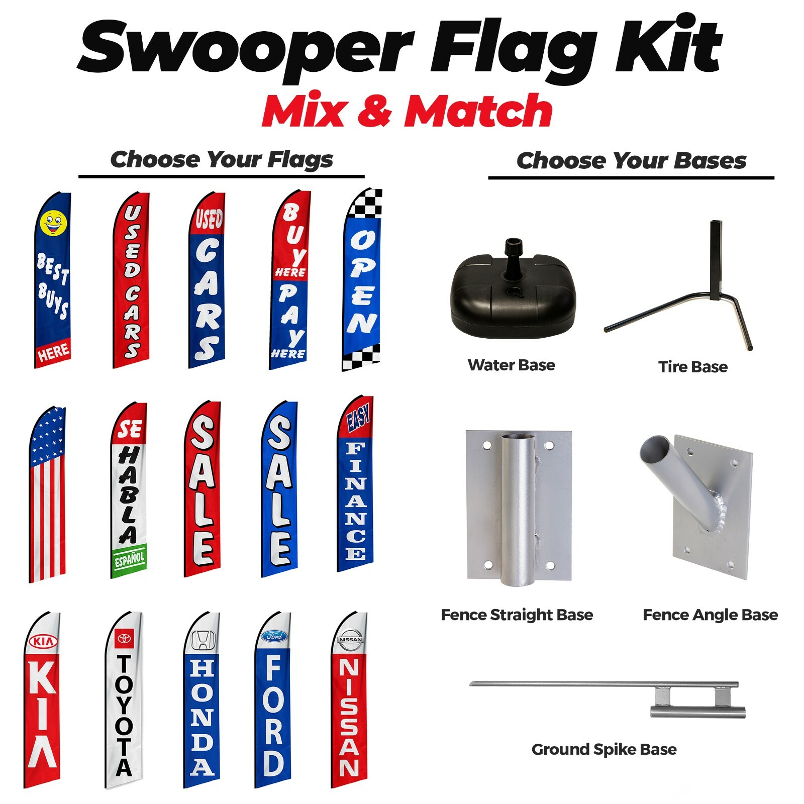 Automotive Dealership Swooper Flag Kits Tall Flags for Car Lots Advertising Sign