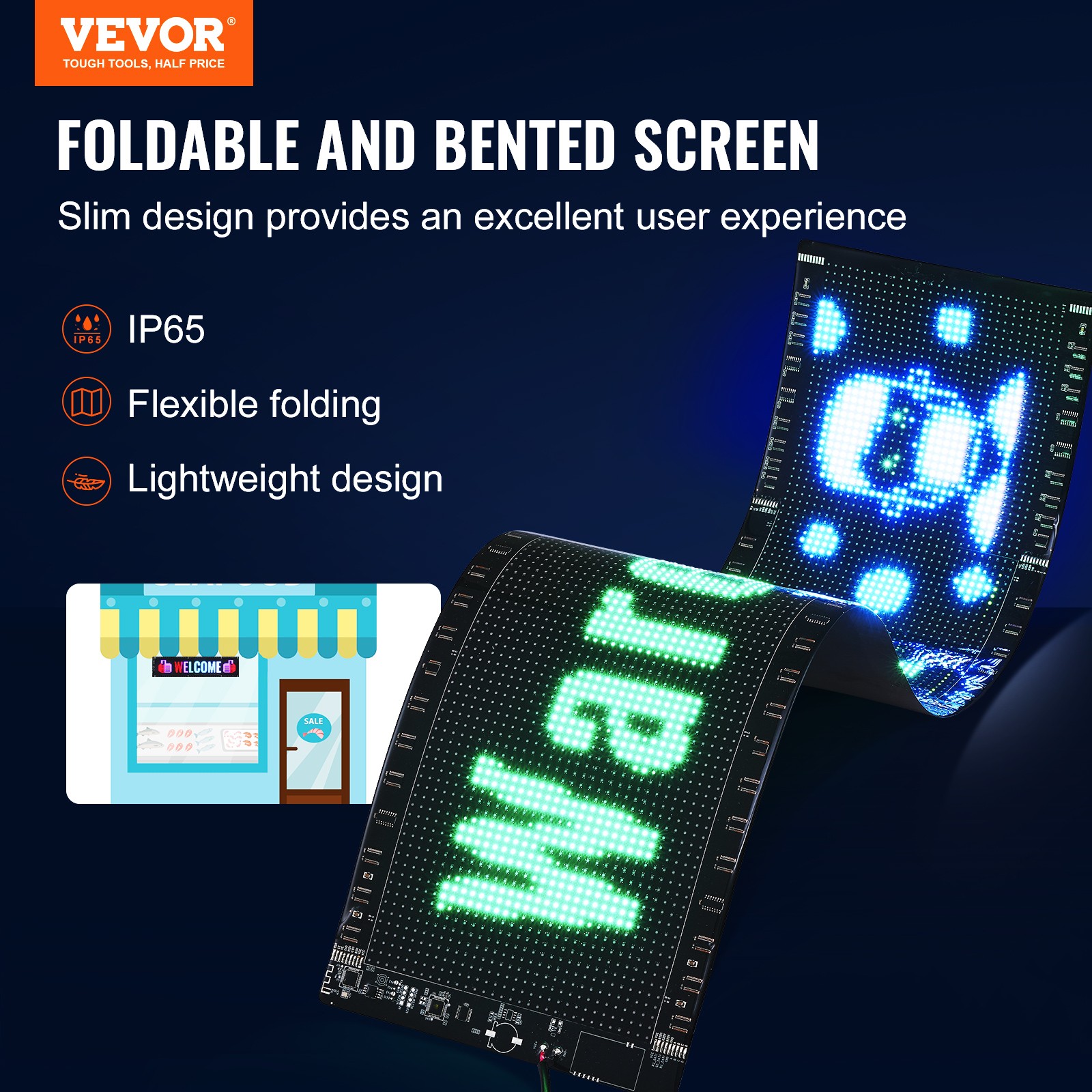 VEVOR 32.9″x8″ Programmable LED Sign Scrolling Display Board P5 Full Color