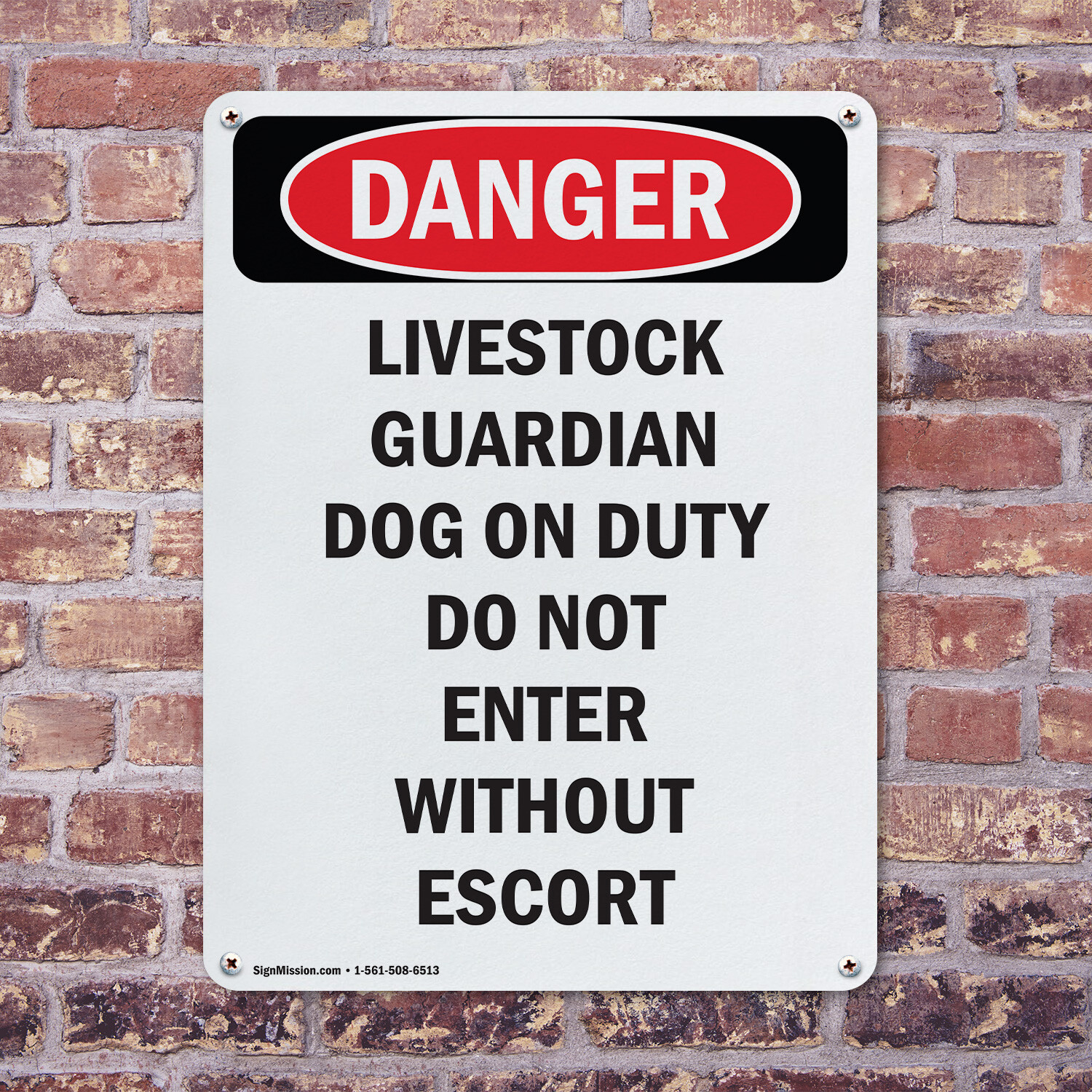 (2 Pack) Livestock Guardian Dog On Duty OSHA Danger Sign Decal Metal Plastic
