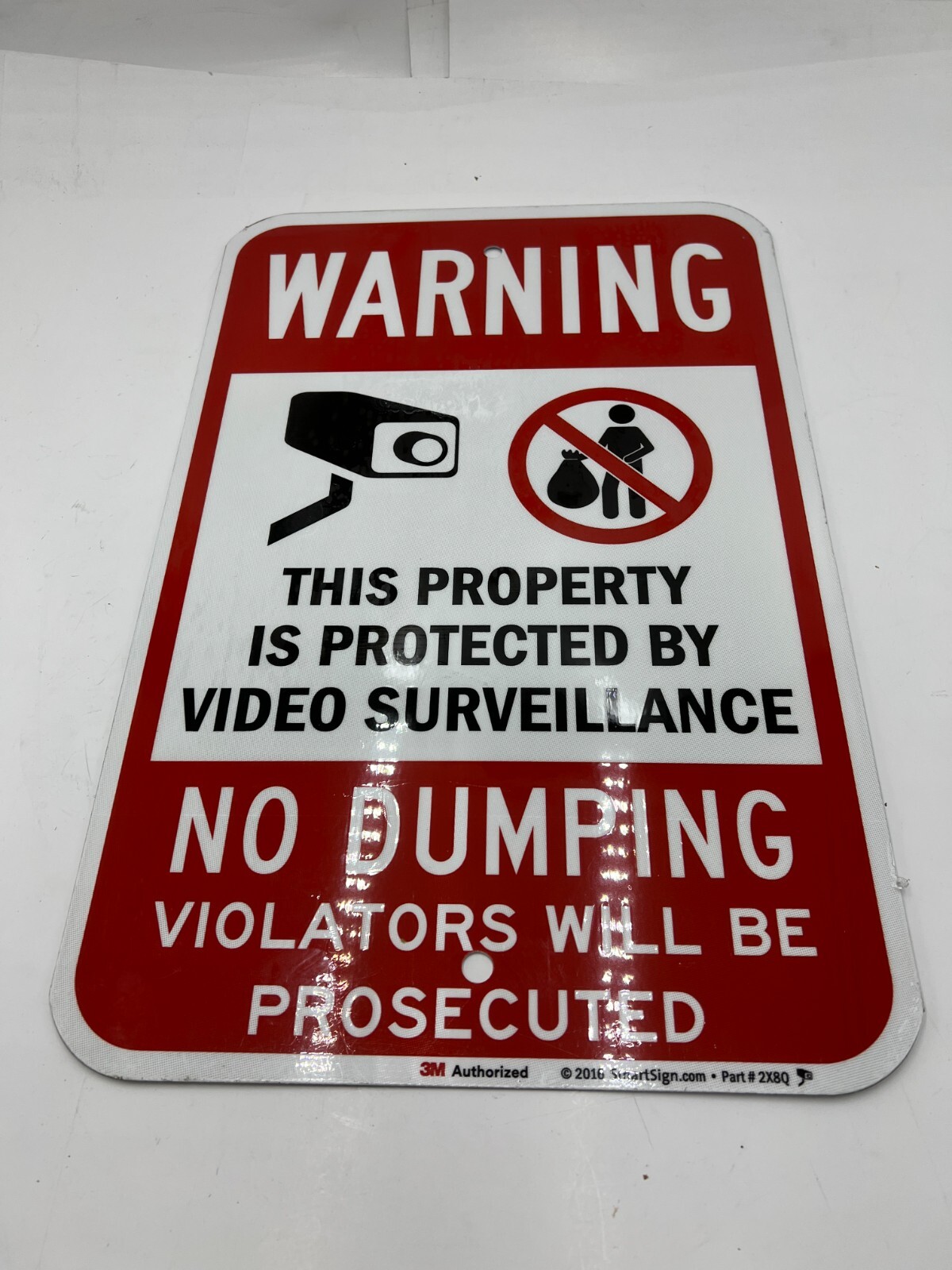(QTY 2) SmartSign 2X8Q No Dumping Property Video Surveillance Violators 12×18