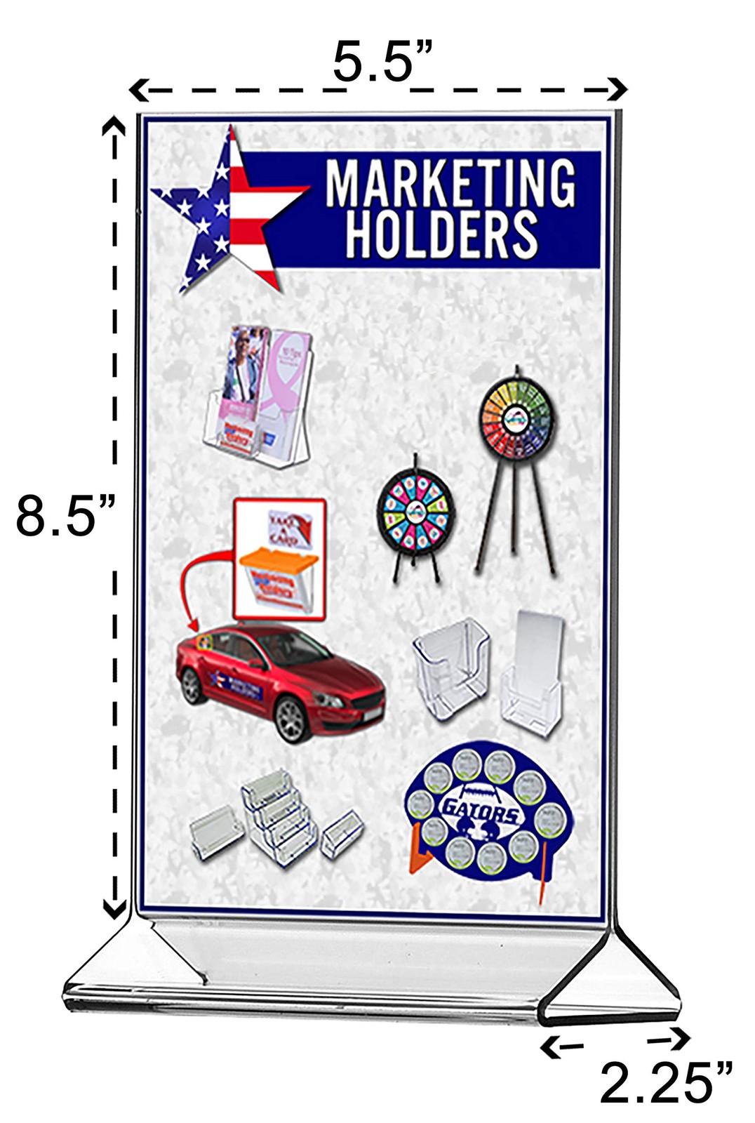 Marketing Holders 2 Pack Half Sheet Advertisement Holder 5.5″w x 8.5″h, Clear